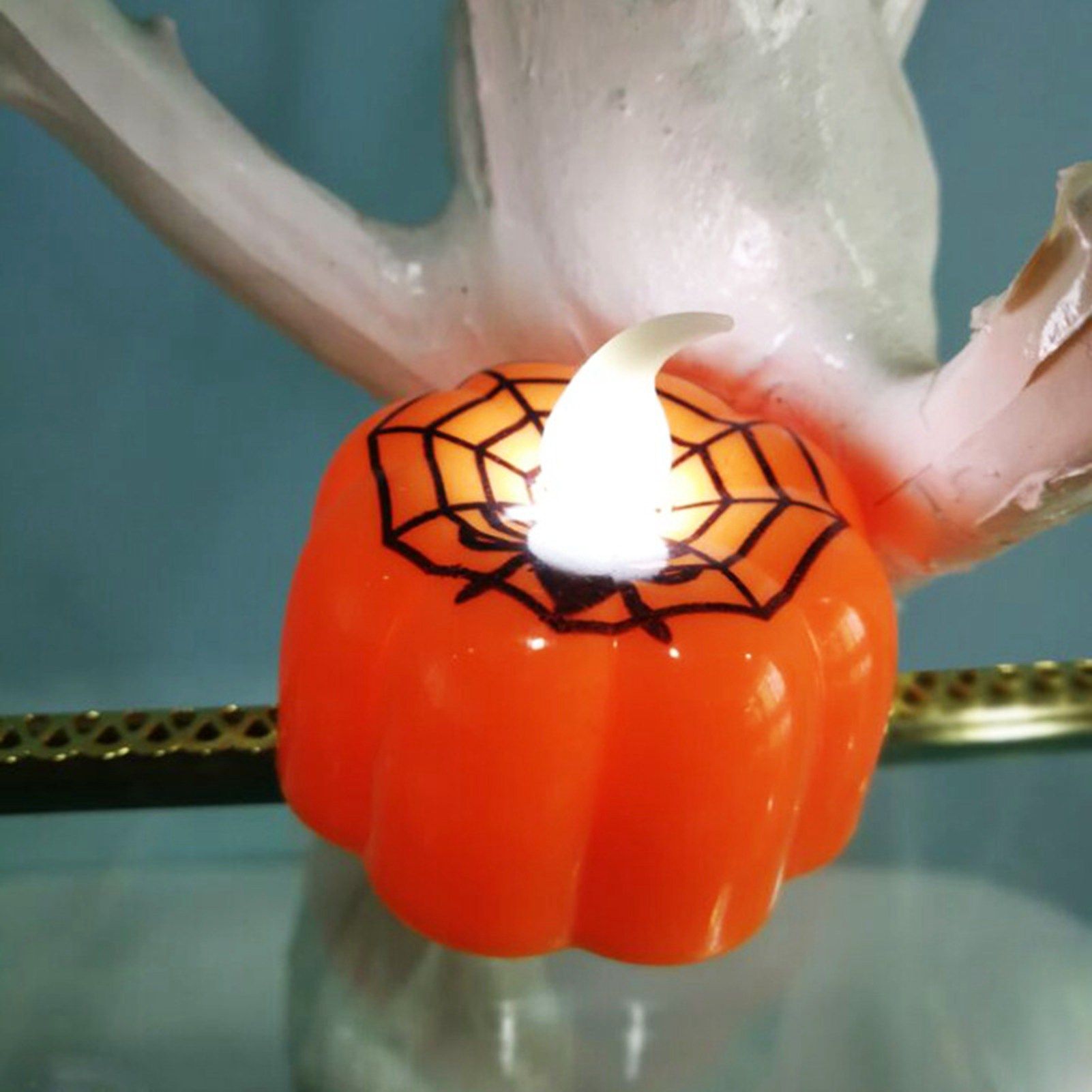24pcs LED Pumpkin Lights Ghost Face Spider Web Decor Home Decorations view 6