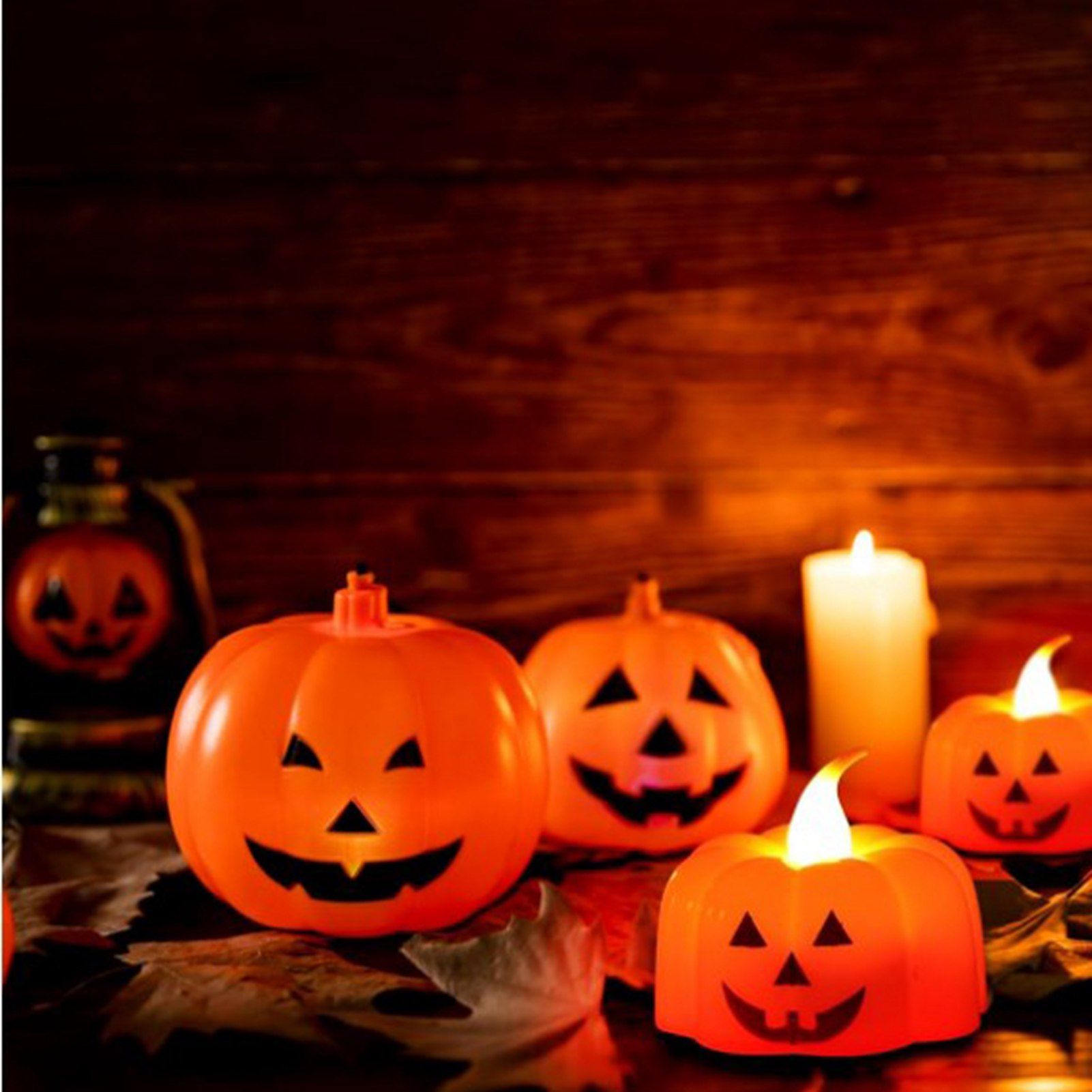 24pcs LED Pumpkin Lights Ghost Face Spider Web Decor Home Decorations view 7