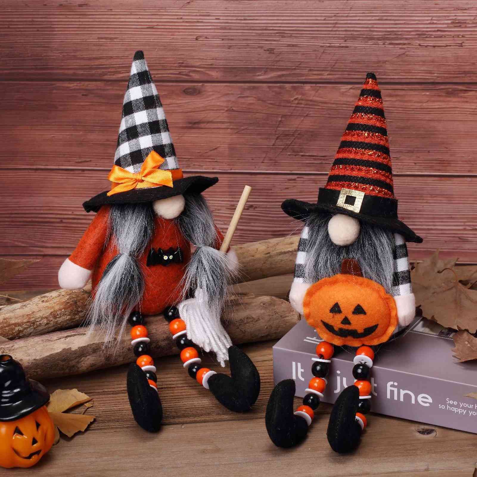 2pcs Gnome Doll Flocked Cloth Cute Lucky Black Orange Color Scheme Faceless