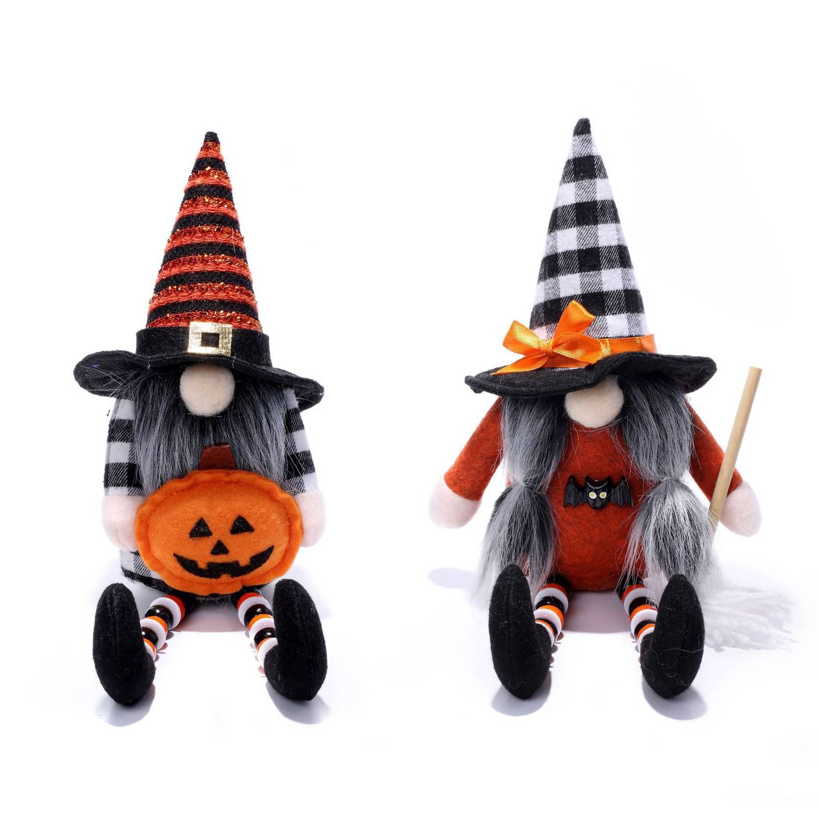 2pcs Gnome Doll Flocked Cloth Cute Lucky Black Orange Color Scheme Faceless view 2