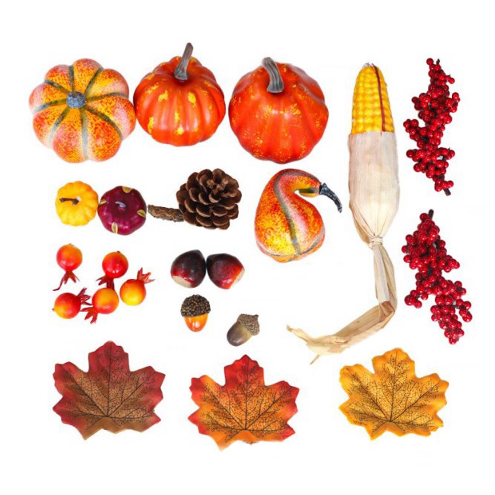 49 Pcs Fall Pumpkin Decoration Lifelike Artificial Pumpkin Pine Cones view 2