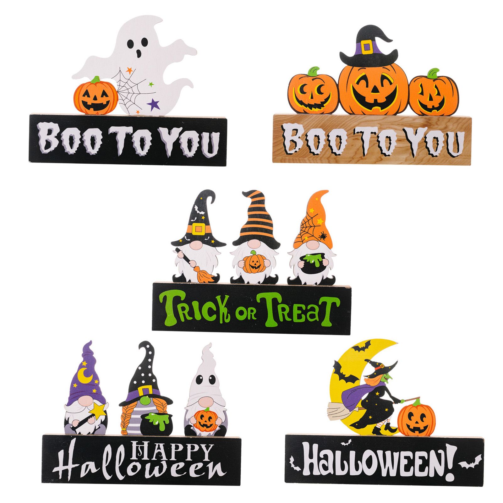 5PCS Hallowmas Table Decorations Lovely Aesthetic Wooden Pumpkin Table