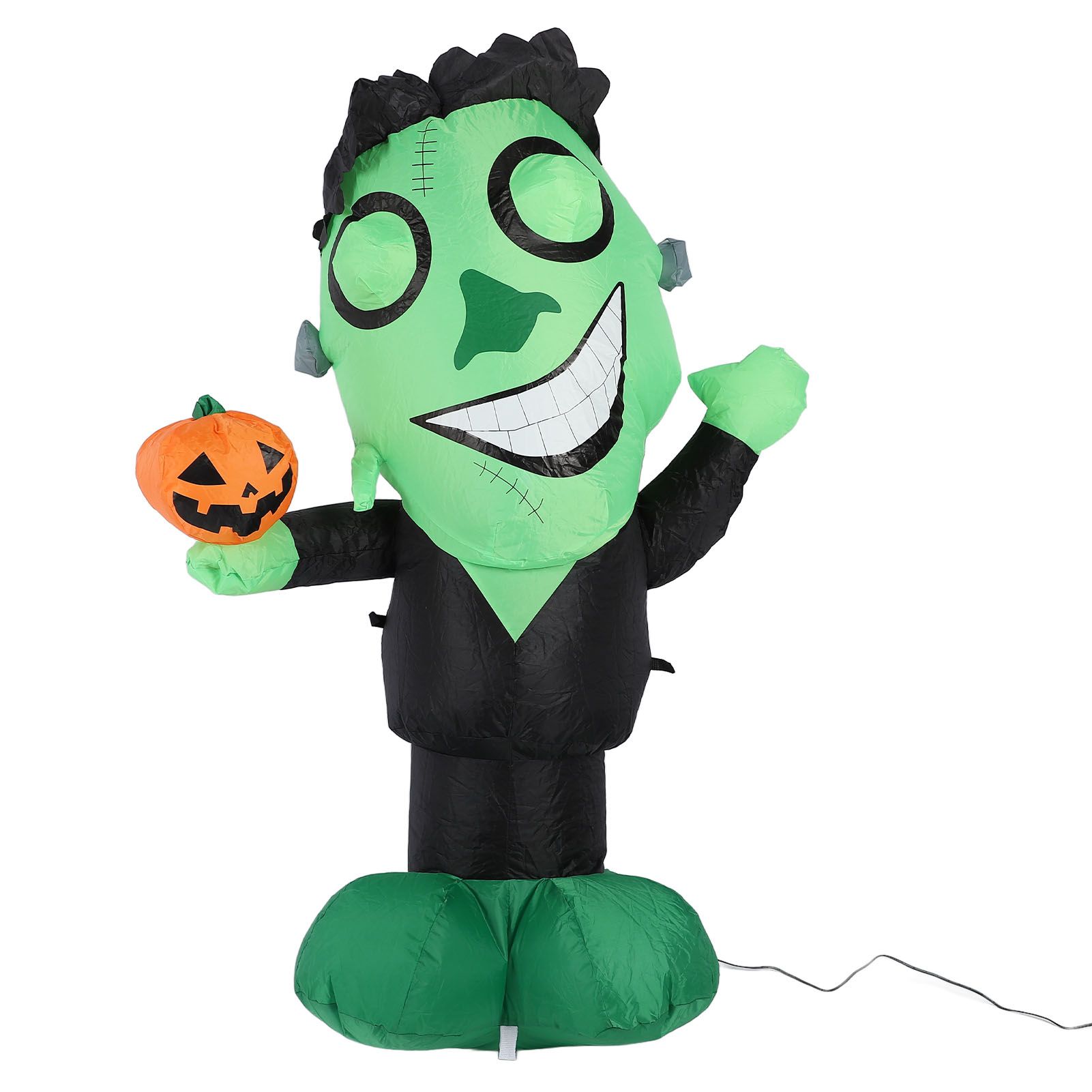 3.9ft Inflatable Green Monster with Pumpkin Big Eyes LED Lights Outdoor Yard