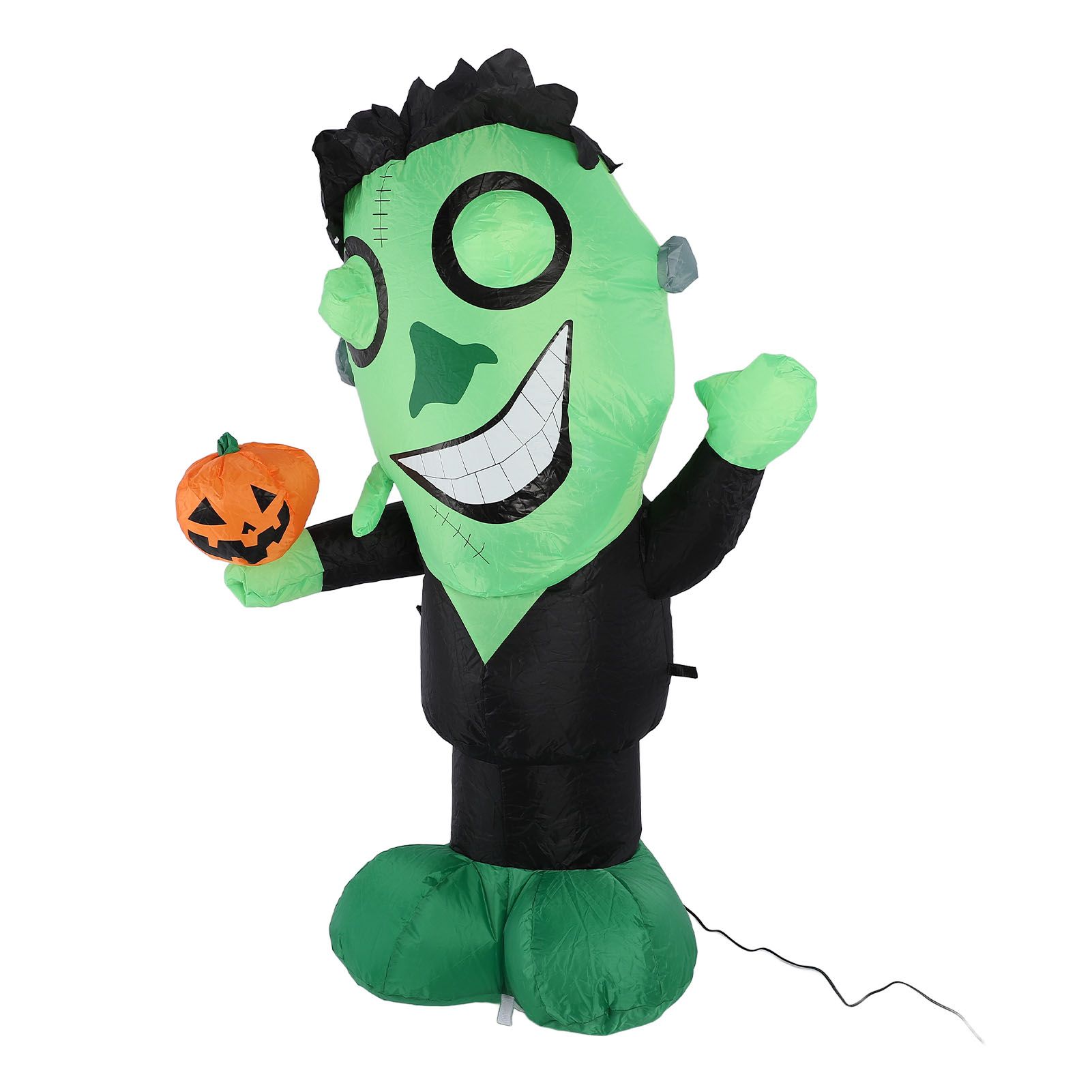 3.9ft Inflatable Green Monster with Pumpkin Big Eyes LED Lights Outdoor Yard view 4