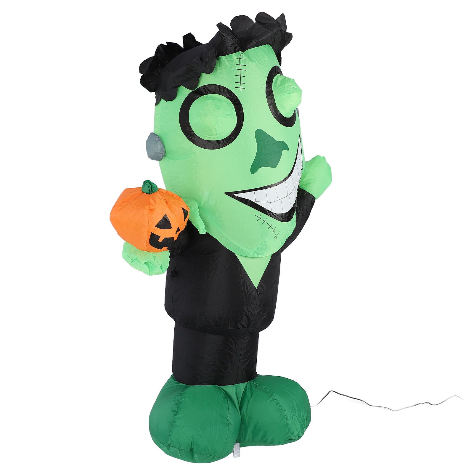 3.9ft Inflatable Green Monster with Pumpkin Big Eyes LED Lights Outdoor Yard view 6