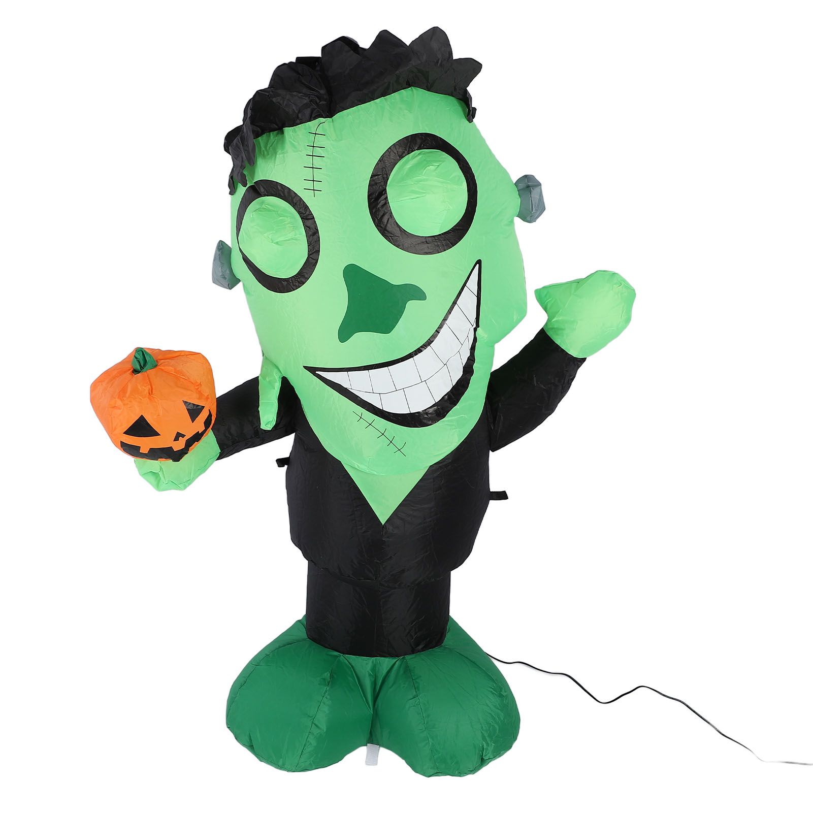 3.9ft Inflatable Green Monster with Pumpkin Big Eyes LED Lights Outdoor Yard view 8