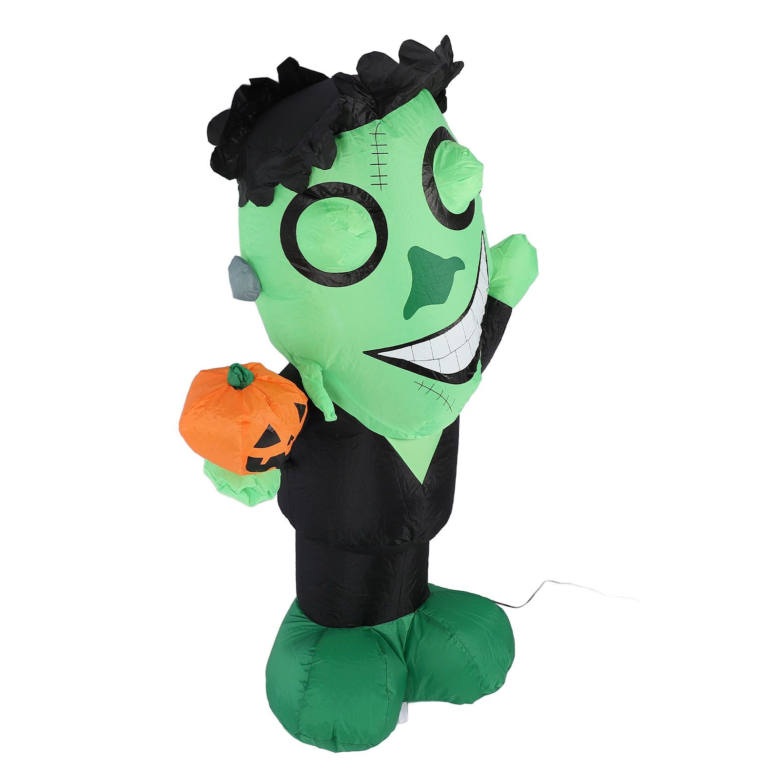 3.9ft Inflatable Green Monster with Pumpkin Big Eyes LED Lights Outdoor Yard view 10
