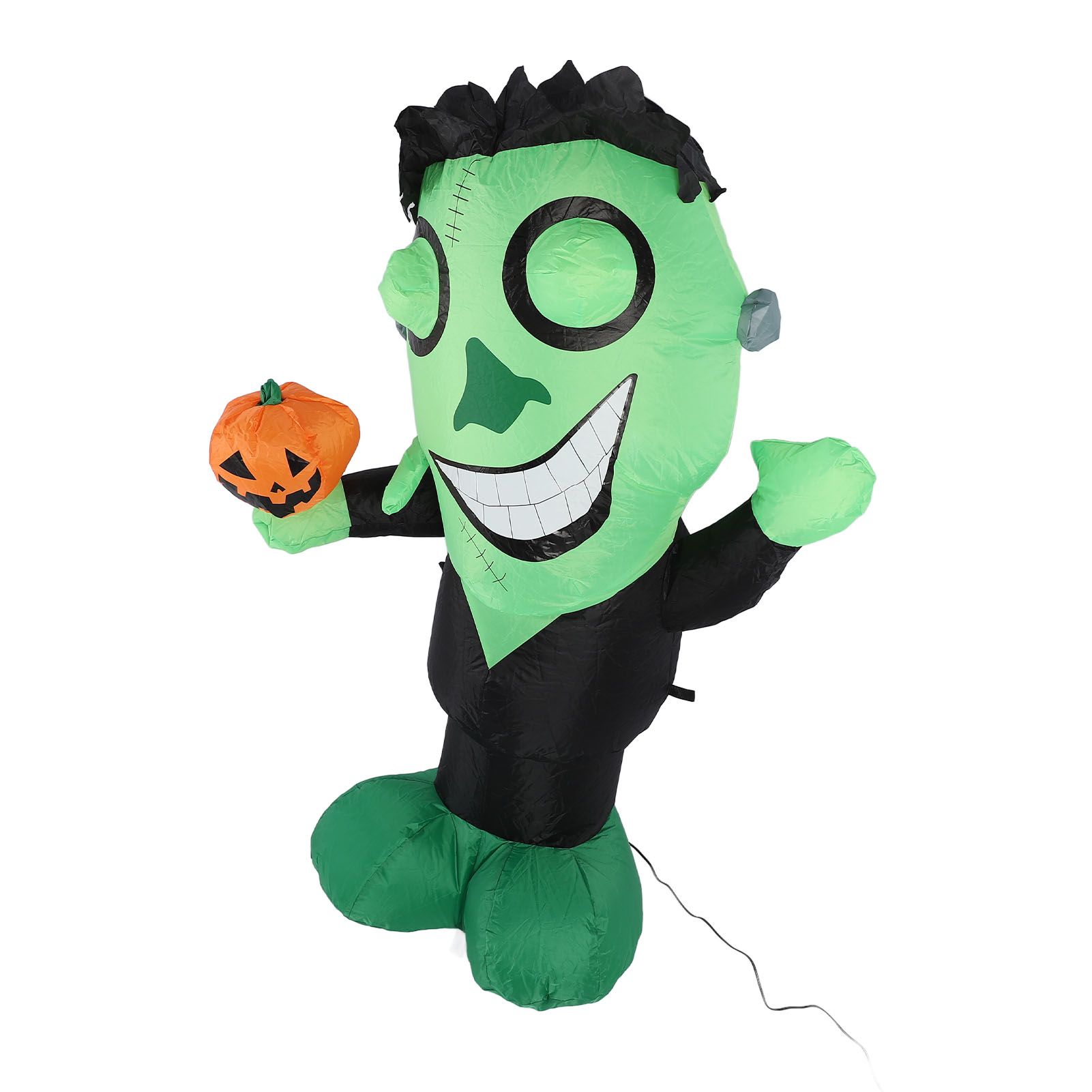 3.9ft Inflatable Green Monster with Pumpkin Big Eyes LED Lights Outdoor Yard view 9