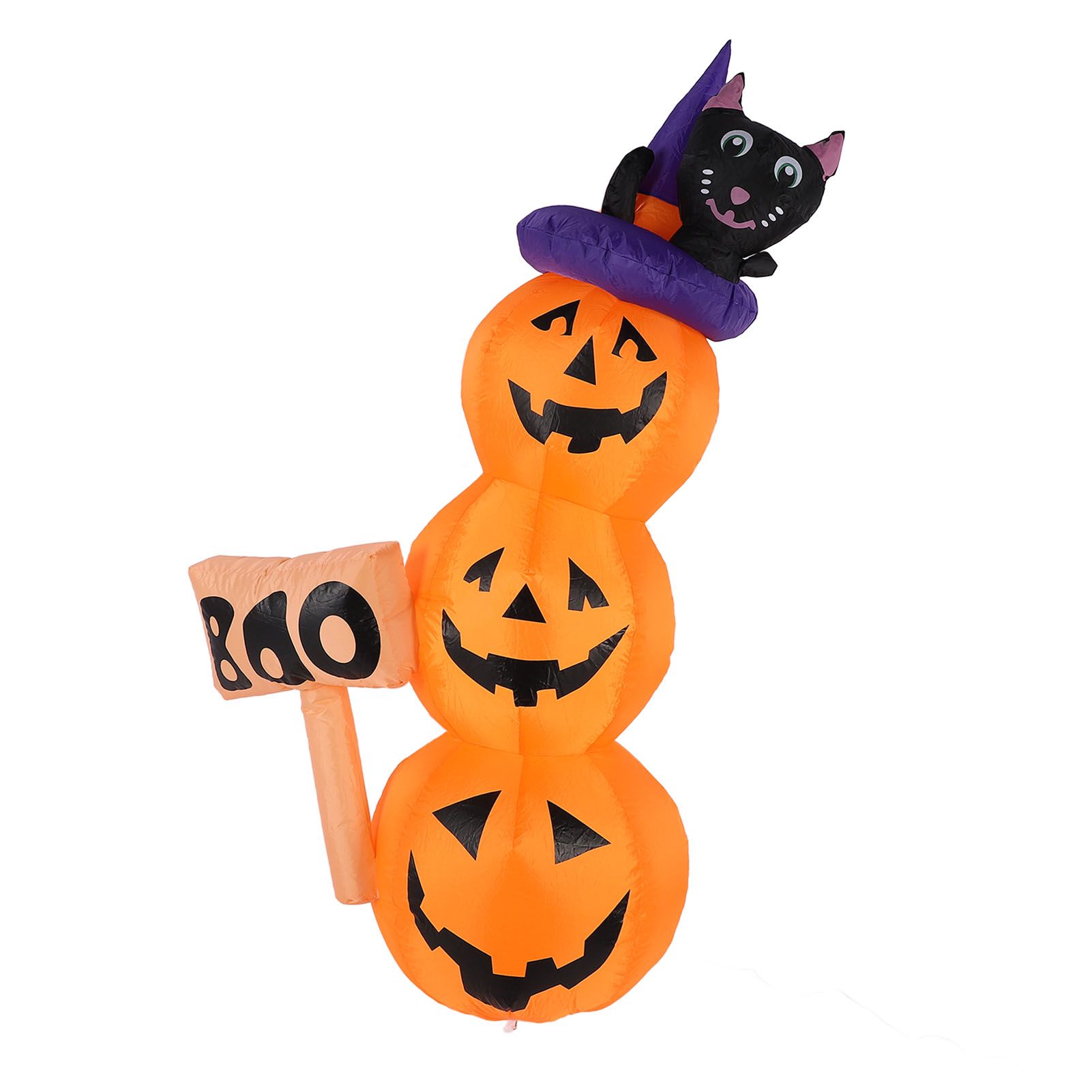 Pumpkin Stack Decoration 1.6m LED Black Cat Pumpkins Inflatable Yard Lawn view 5