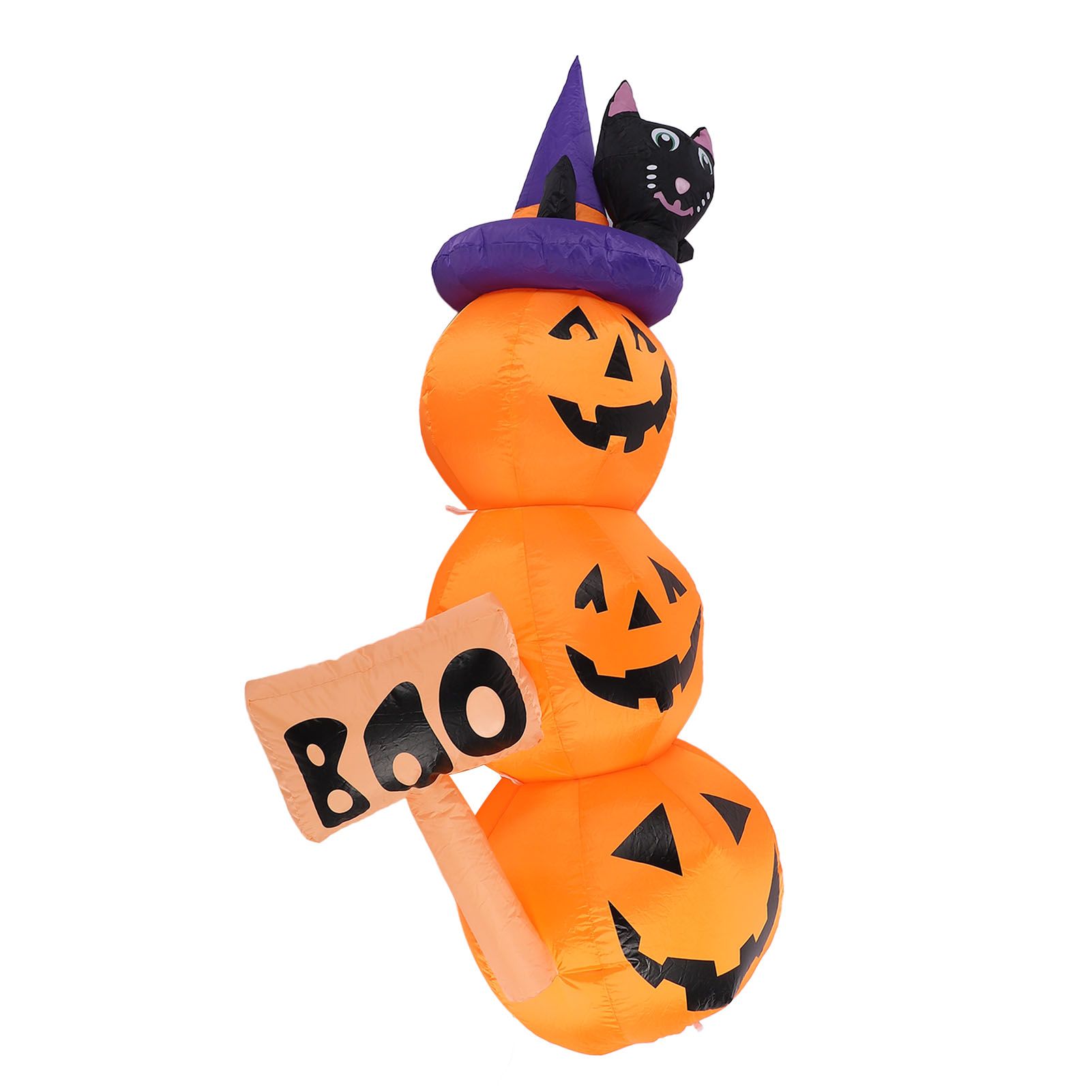 Pumpkin Stack Decoration 1.6m LED Black Cat Pumpkins Inflatable Yard Lawn view 6