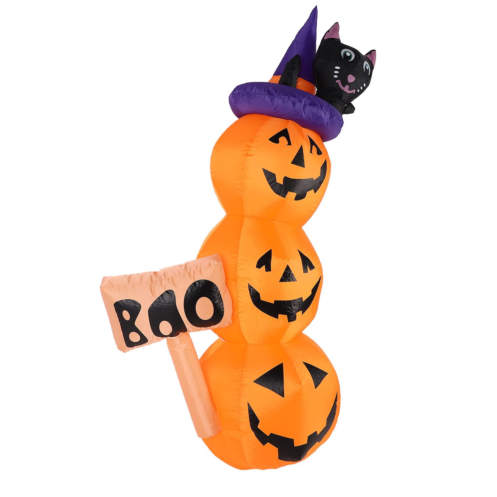 Pumpkin Stack Decoration 1.6m LED Black Cat Pumpkins Inflatable Yard Lawn view 9
