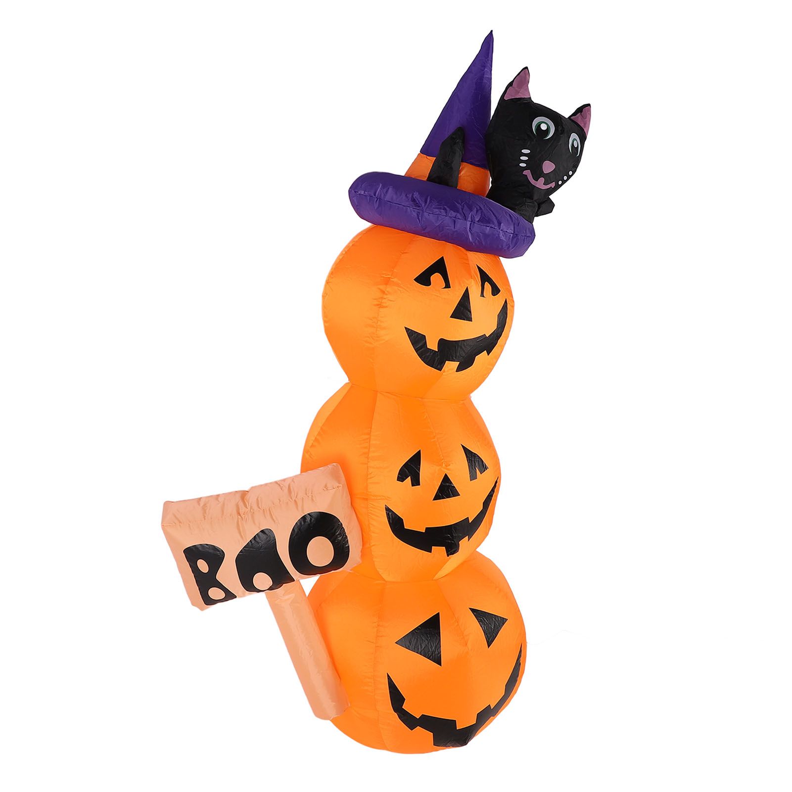 Pumpkin Stack Decoration 1.6m LED Black Cat Pumpkins Inflatable Yard Lawn view 10