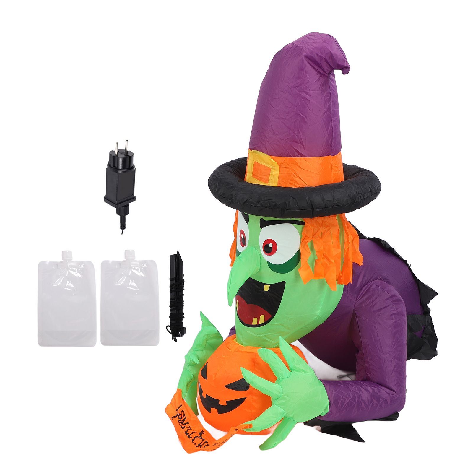 4.43ft Witch Broke Out From Window Inflatable Decoration Built in LED Light view 3