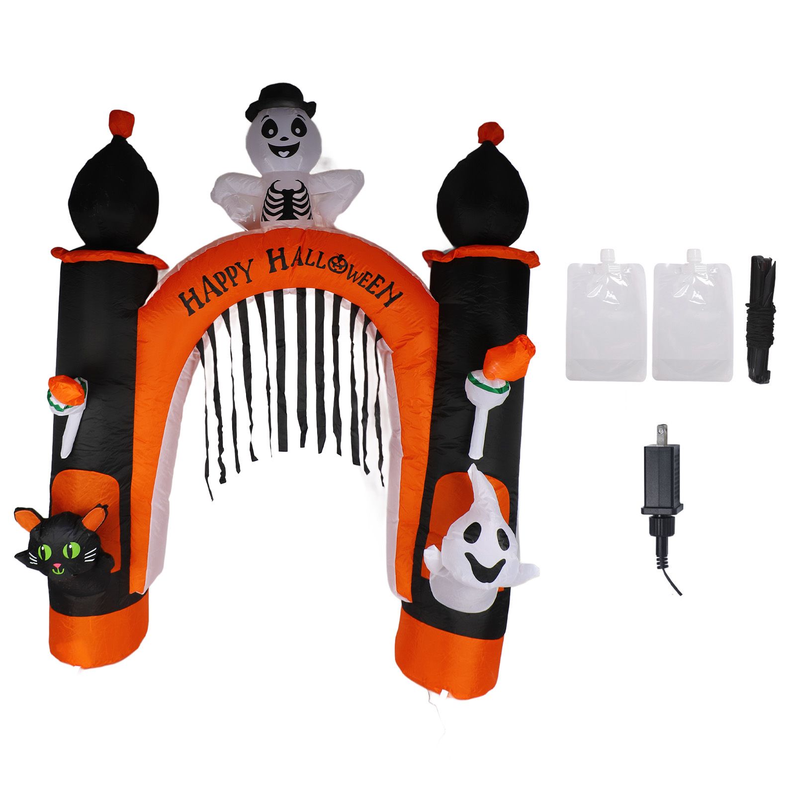 8ft Skull Ghost Inflatable Arch LED Light Indoor Outdoor Pumpkin Ghost Blow Up view 2