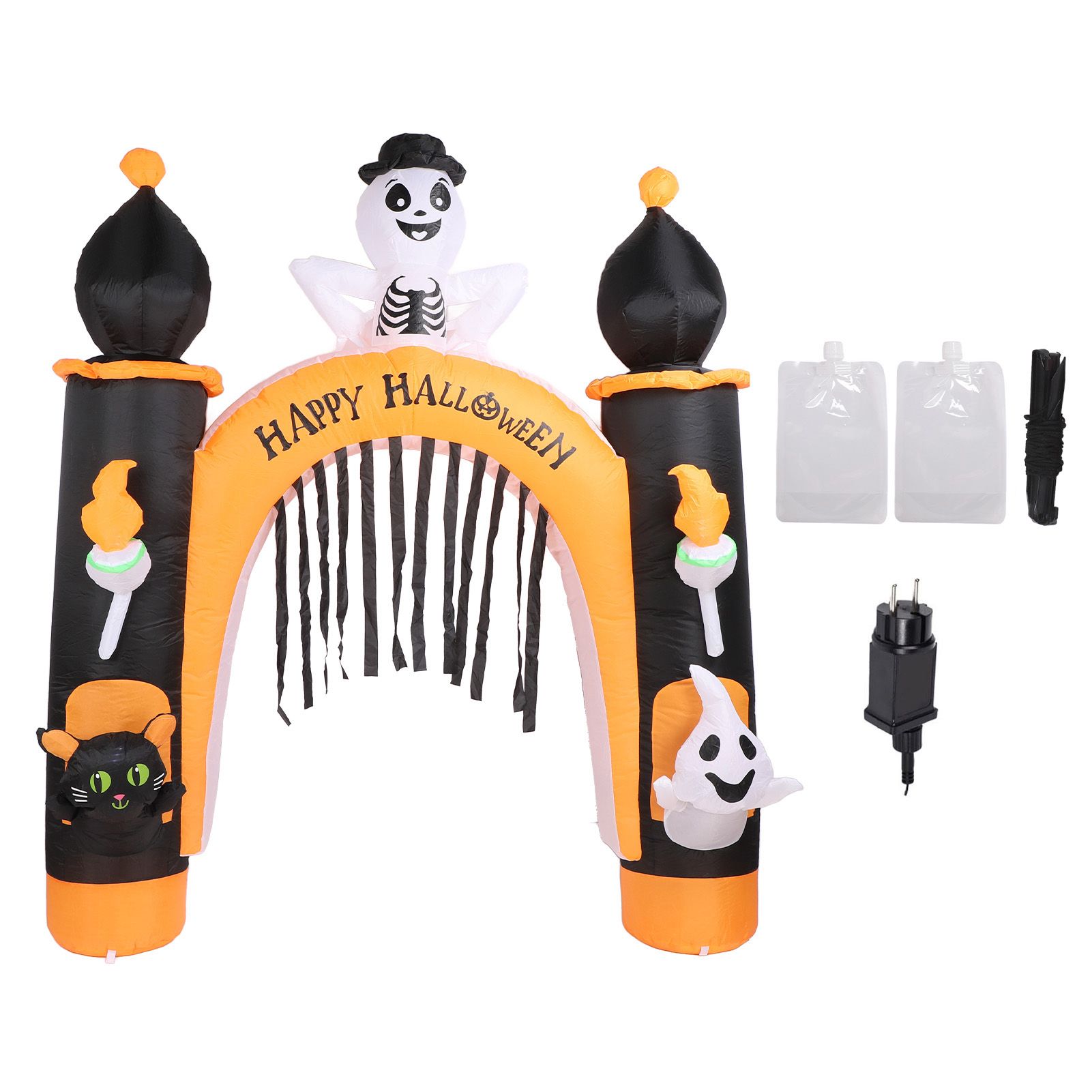 8ft Skull Ghost Inflatable Arch LED Light Indoor Outdoor Pumpkin Ghost Blow Up view 3
