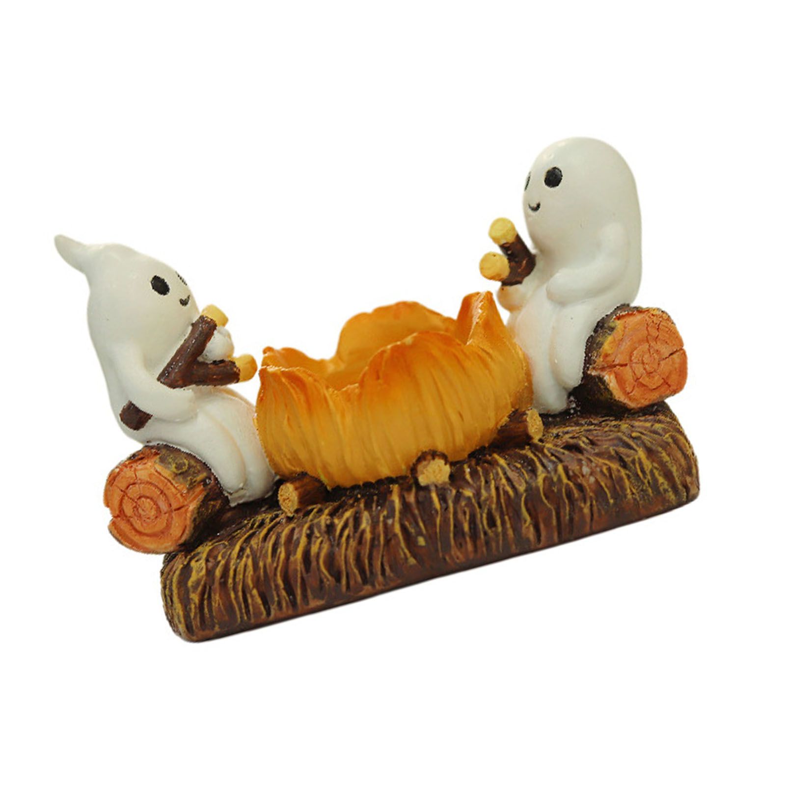 Ghost Candle Holder Resin Cute Two White Ghost Figurine Tabletop Candle Holder