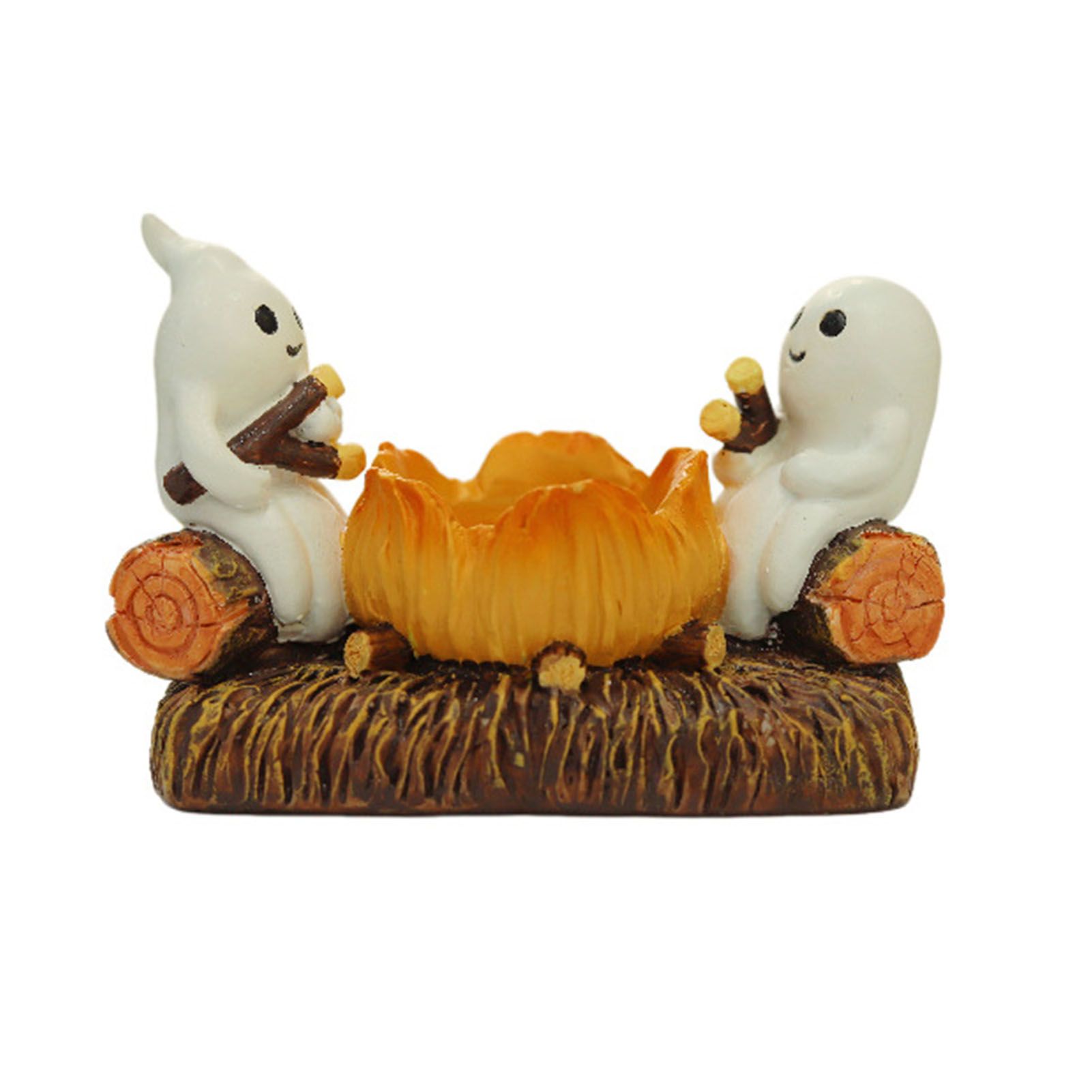 Ghost Candle Holder Resin Cute Two White Ghost Figurine Tabletop Candle Holder view 2