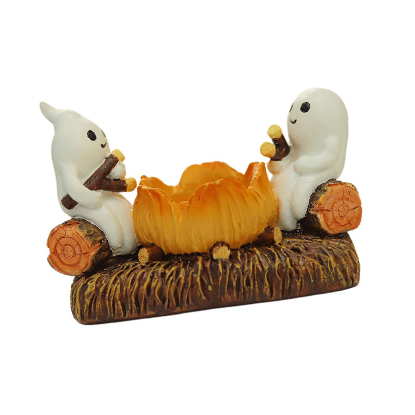 Ghost Candle Holder Resin Cute Two White Ghost Figurine Tabletop Candle Holder view 3