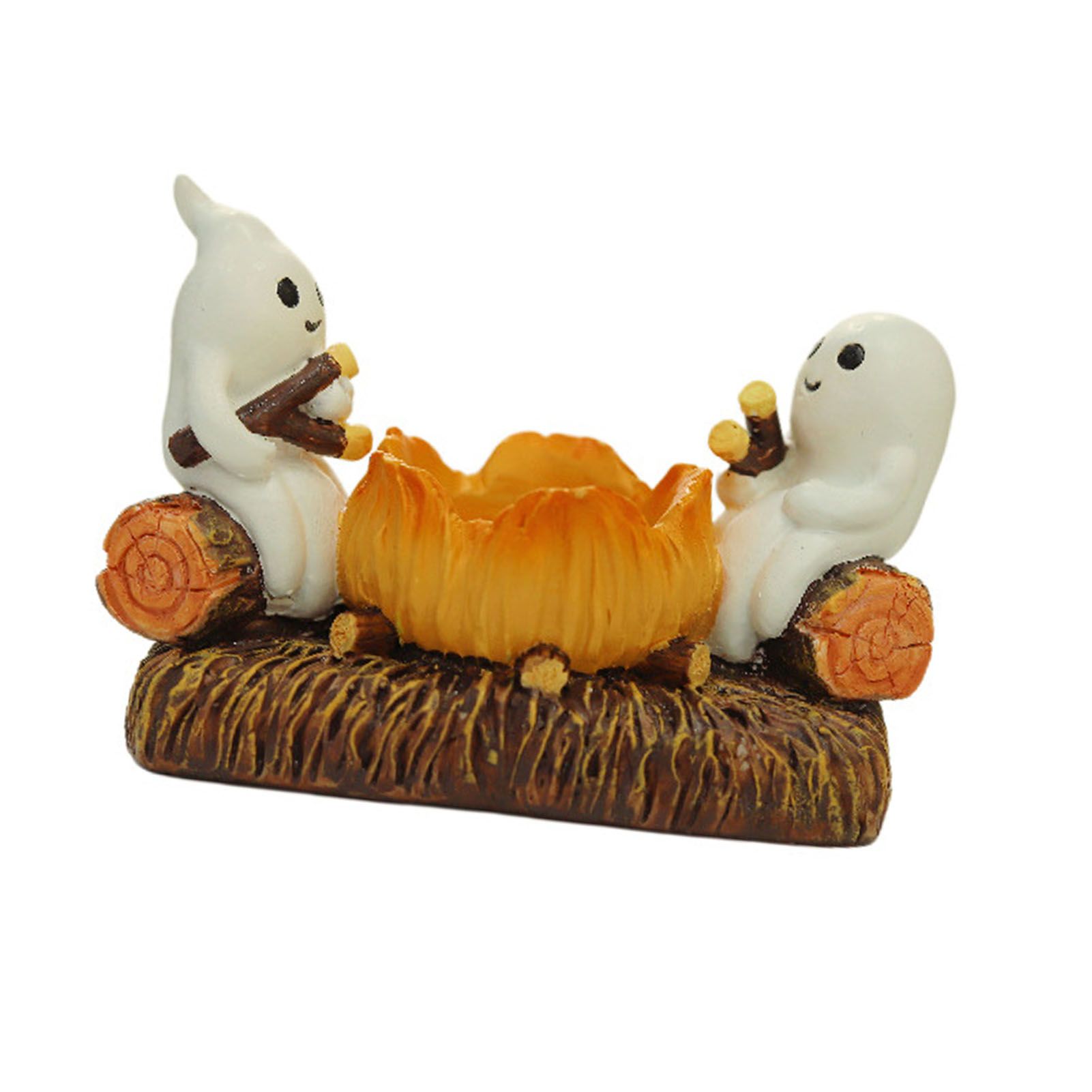 Ghost Candle Holder Resin Cute Two White Ghost Figurine Tabletop Candle Holder view 4