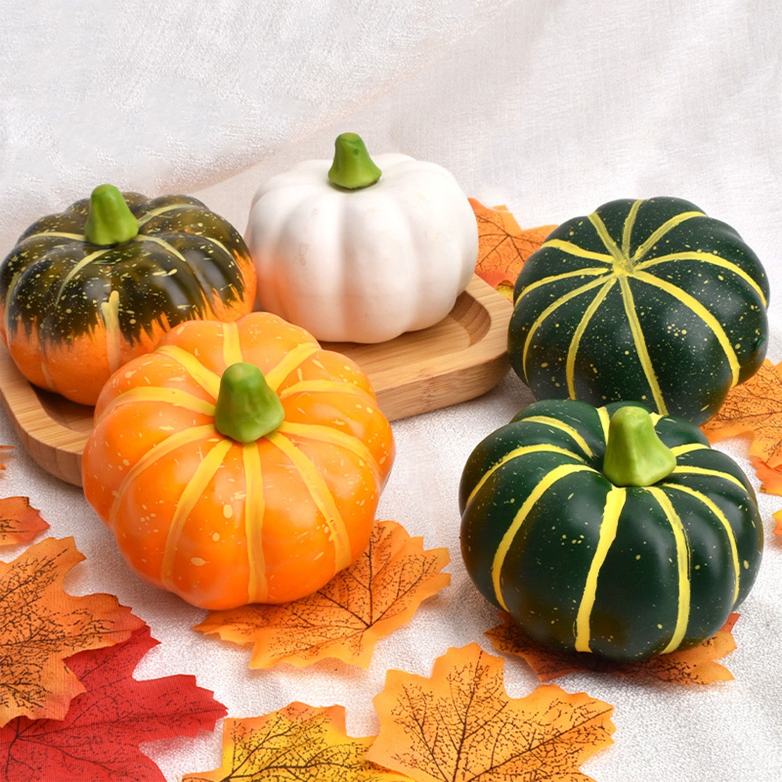 4pcs Pumpkin Decor Artificial Faux Foam Pumpkins Decoration for Fall Home view 8