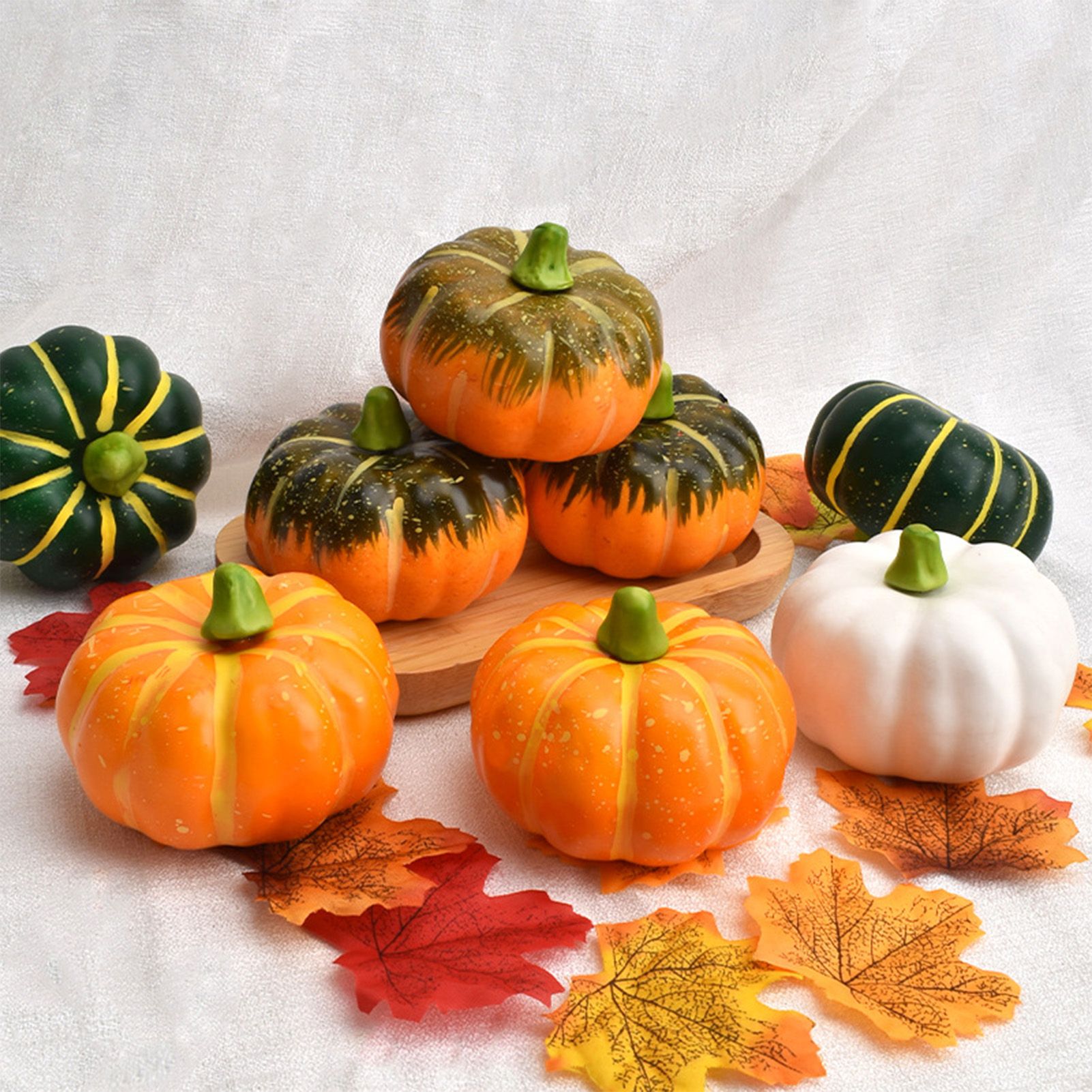 4pcs Pumpkin Decor Artificial Faux Foam Pumpkins Decoration for Fall Home view 10