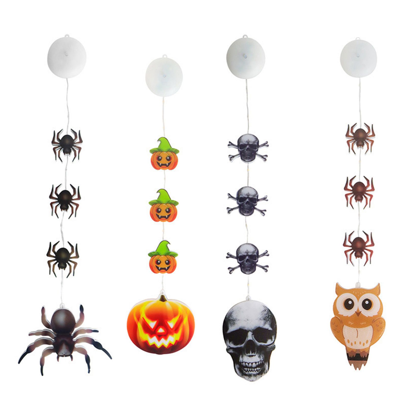 4pcs Hanging String Lights 8 Flashing Modes Battery Operated Pumpkin Skull — image 1