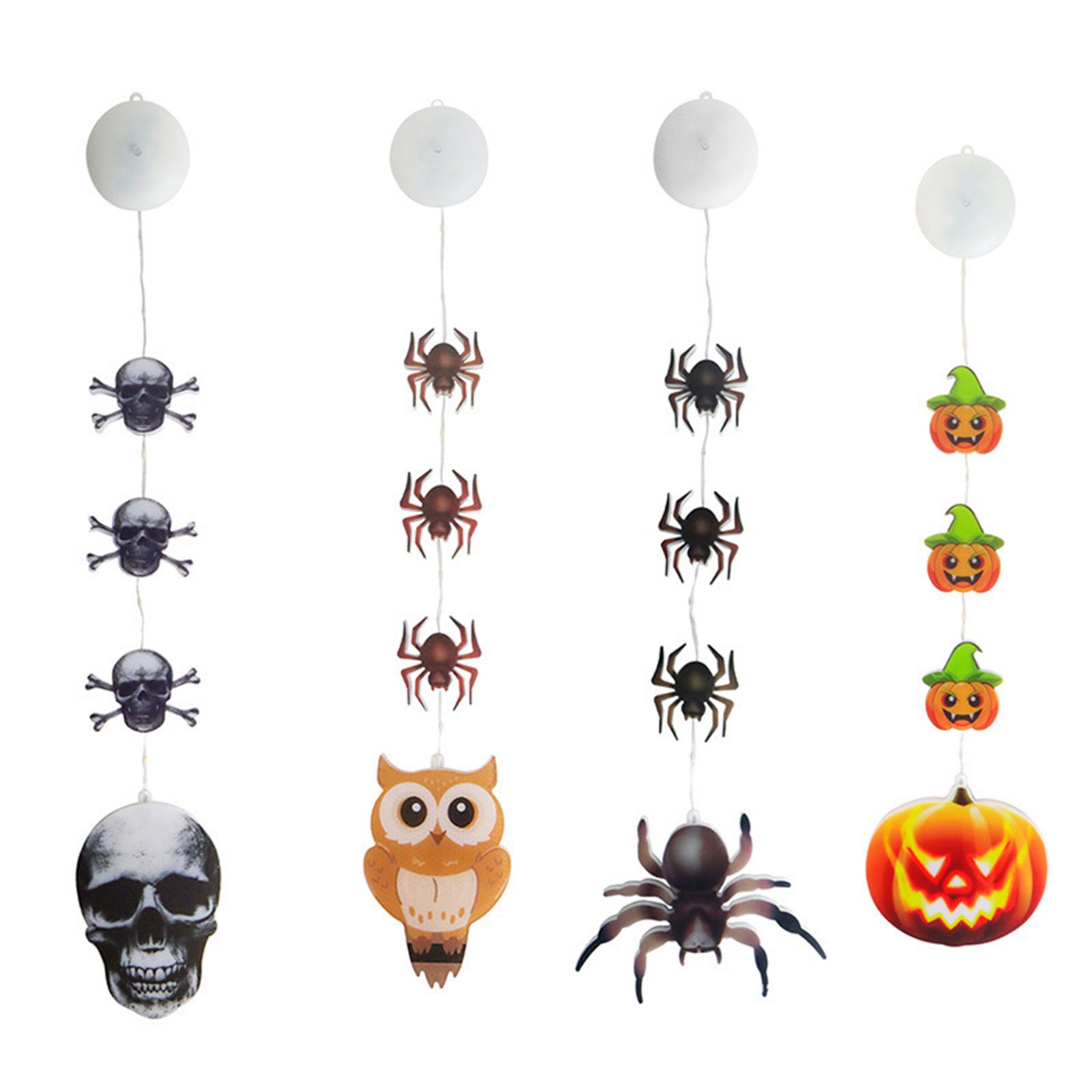 4pcs Hanging String Lights 8 Flashing Modes Battery Operated Pumpkin Skull view 3