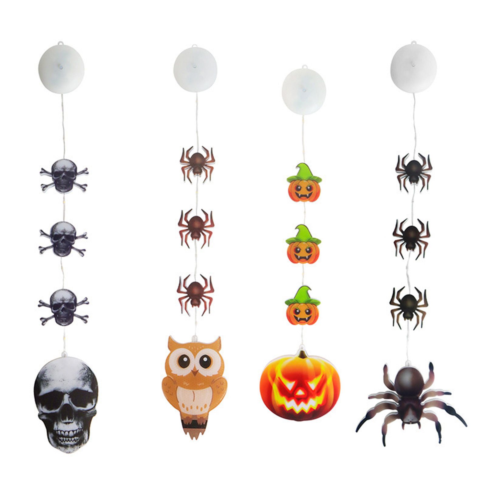 4pcs Hanging String Lights 8 Flashing Modes Battery Operated Pumpkin Skull view 4