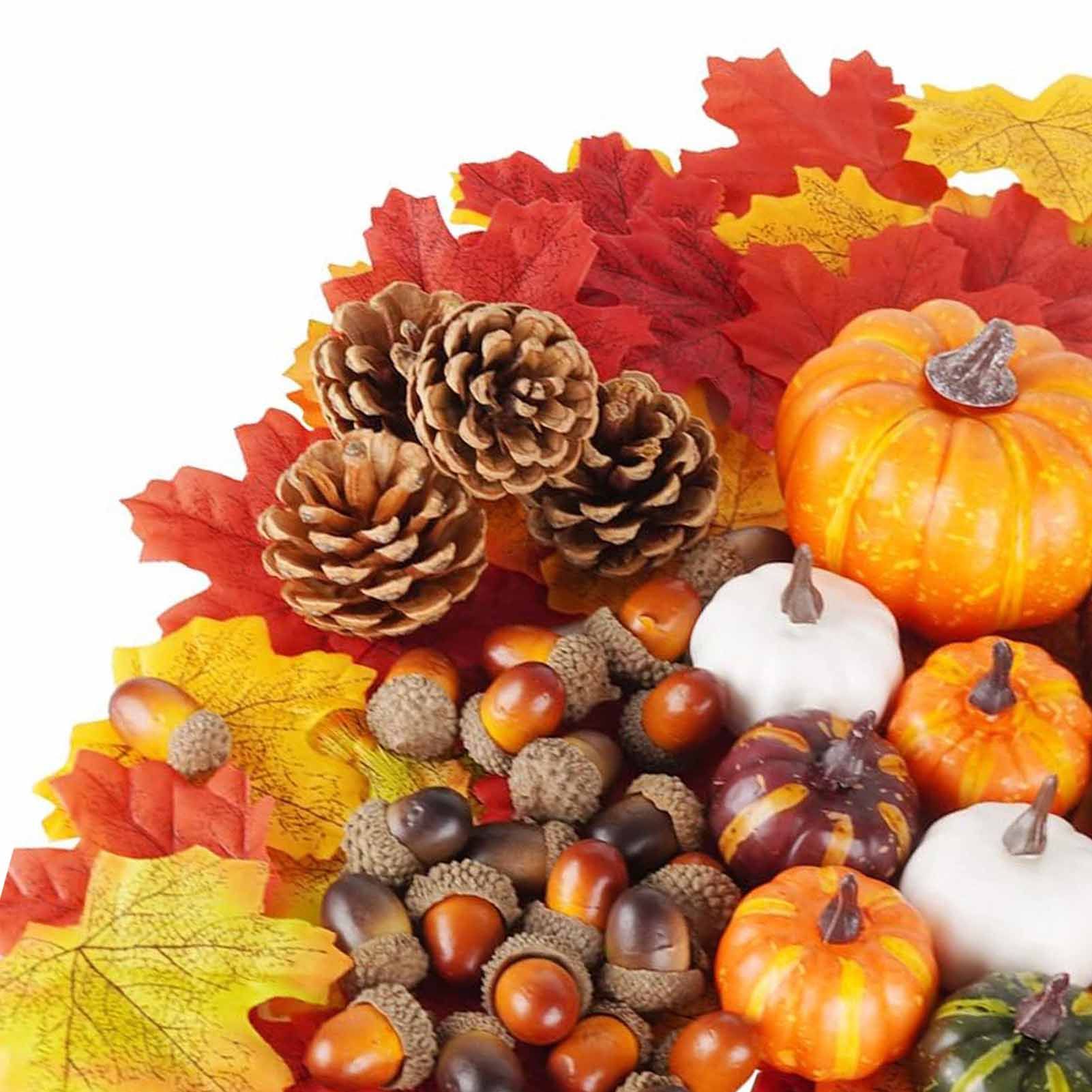 162PCS Artificial Harvest Decoration Set Realistic Maple Leaf Acorn Pumpkin view 2