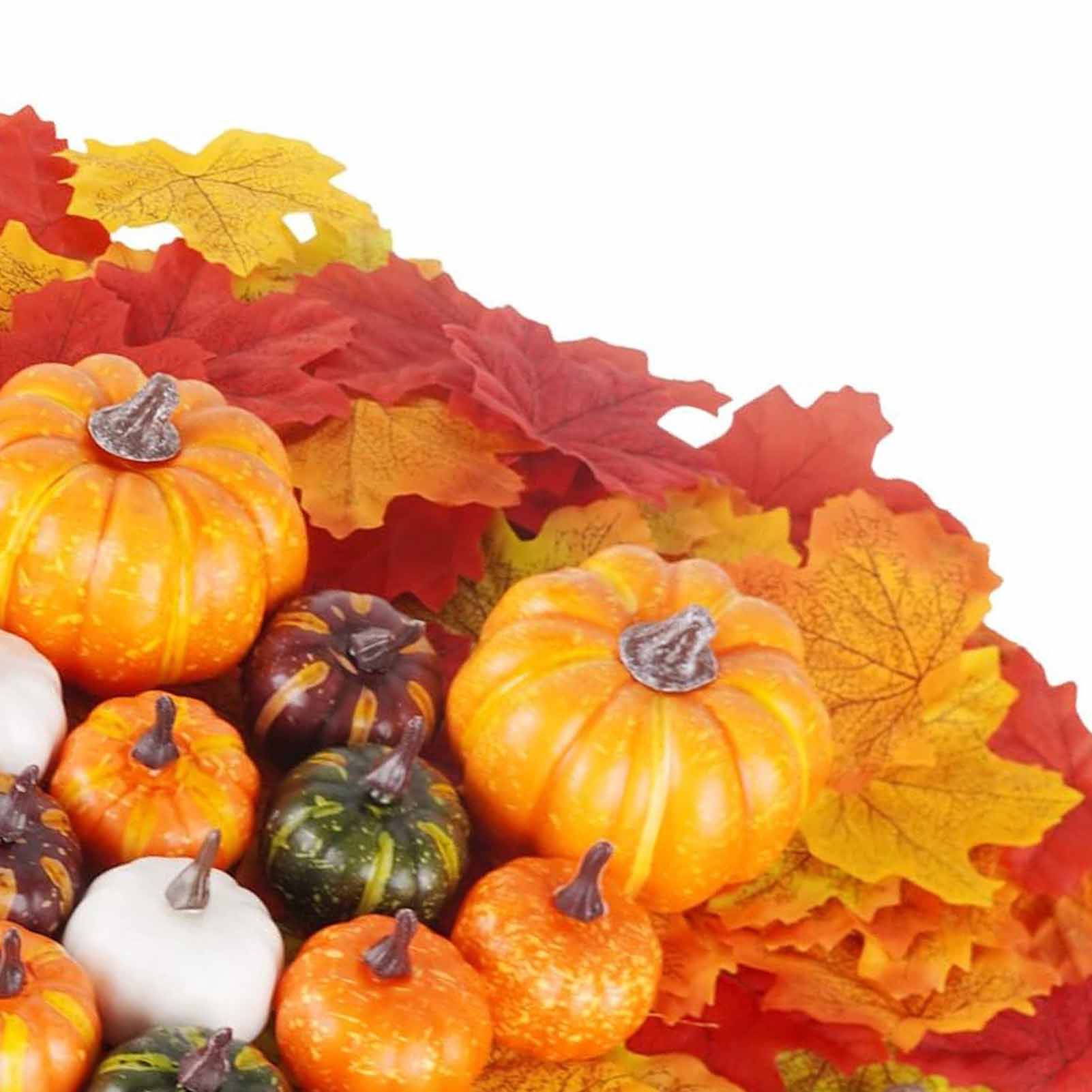 162PCS Artificial Harvest Decoration Set Realistic Maple Leaf Acorn Pumpkin view 7