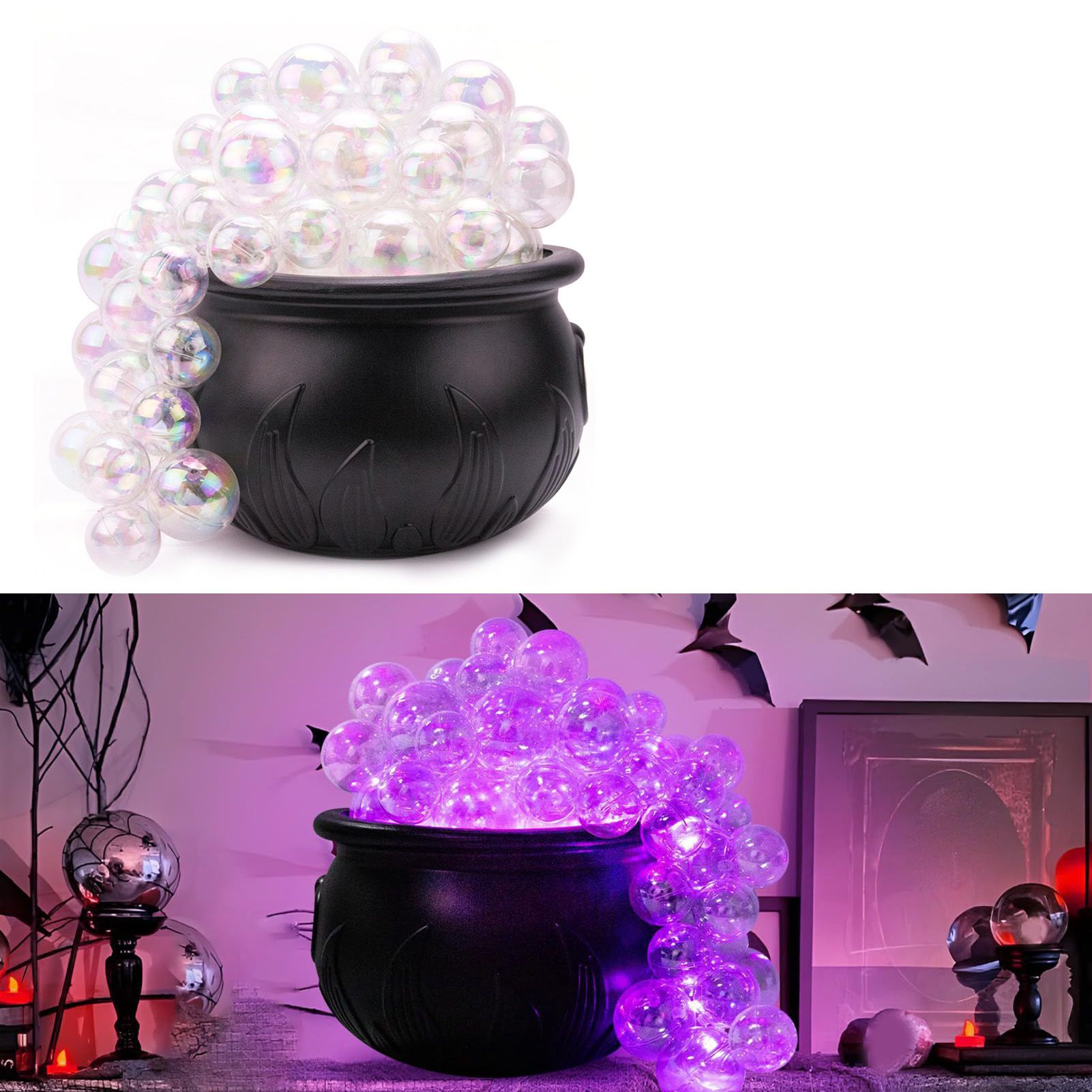 Bubbling Cauldron with Violet Light Black Witches Bubbling Cauldron for view 7