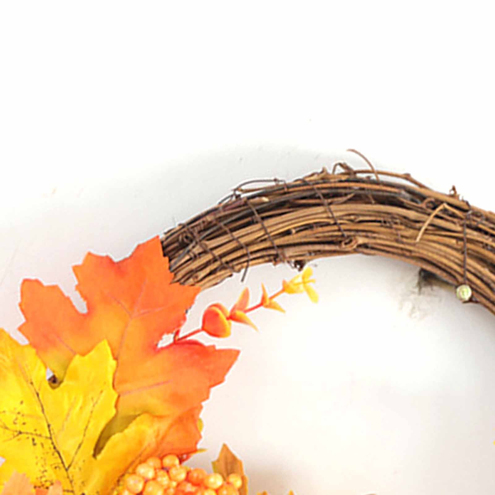 12 Inch Fall Wreath Lifelike Pumpkin Maple Leaves Harvest Wreath Autumn view 2