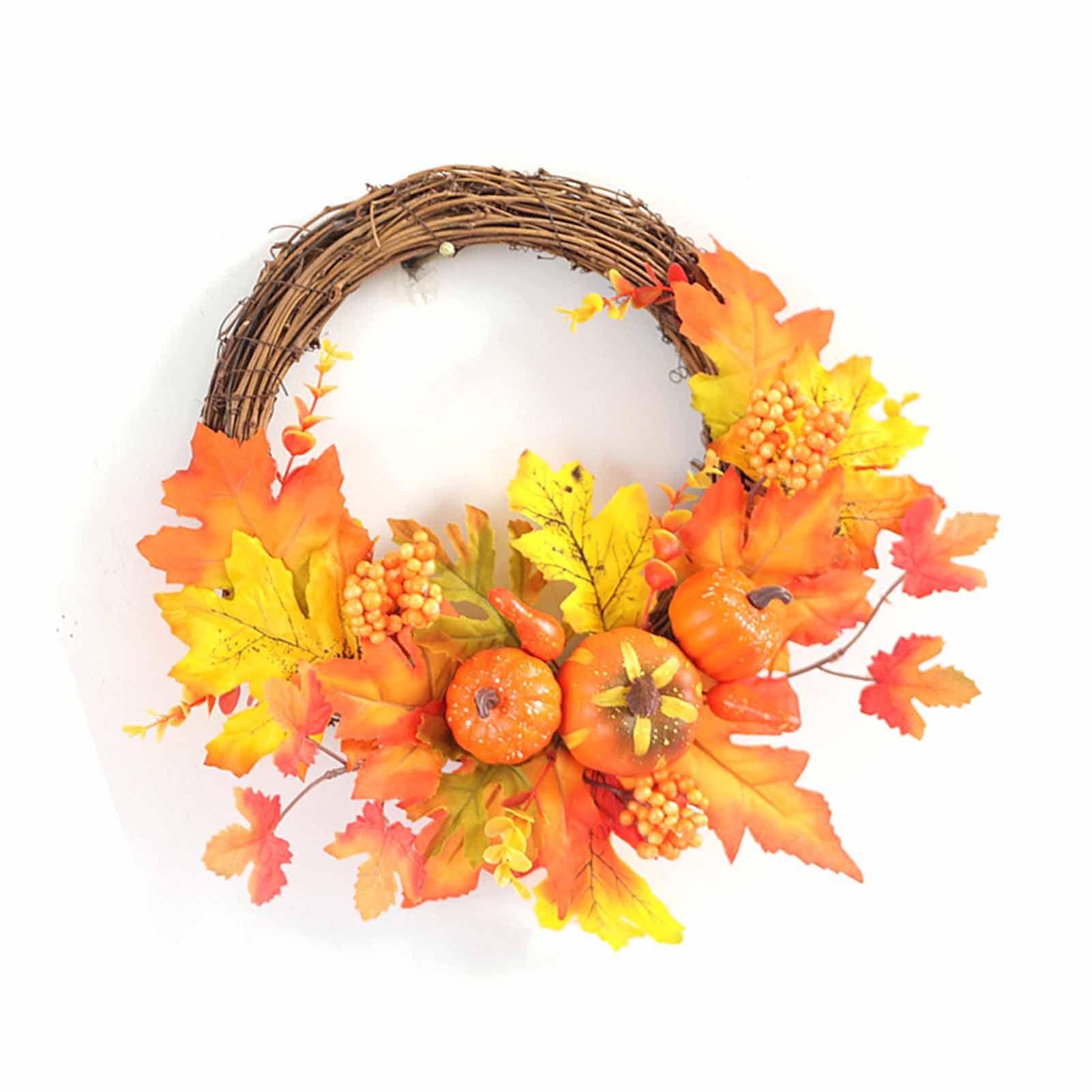 12 Inch Fall Wreath Lifelike Pumpkin Maple Leaves Harvest Wreath Autumn view 4