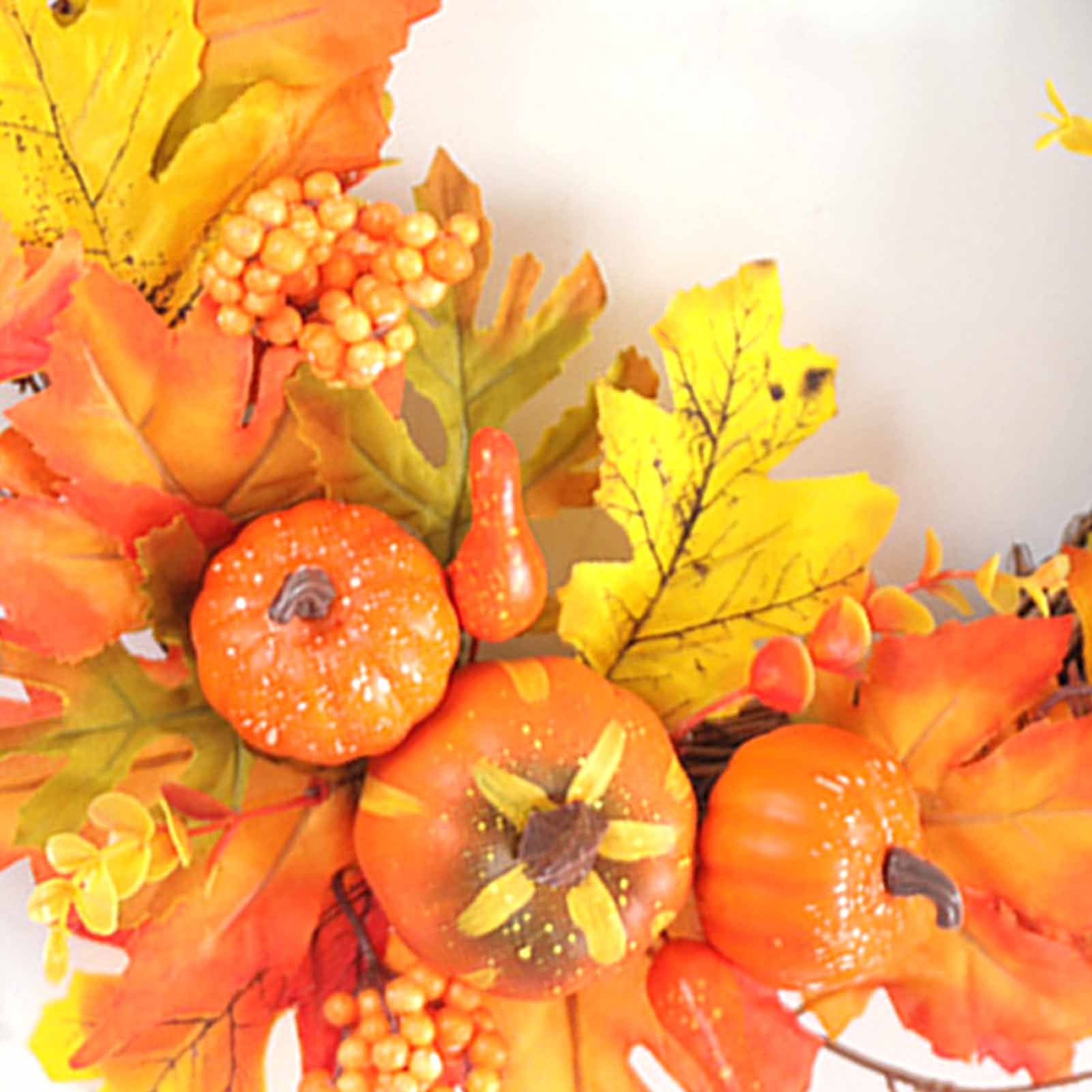 12 Inch Fall Wreath Lifelike Pumpkin Maple Leaves Harvest Wreath Autumn view 5