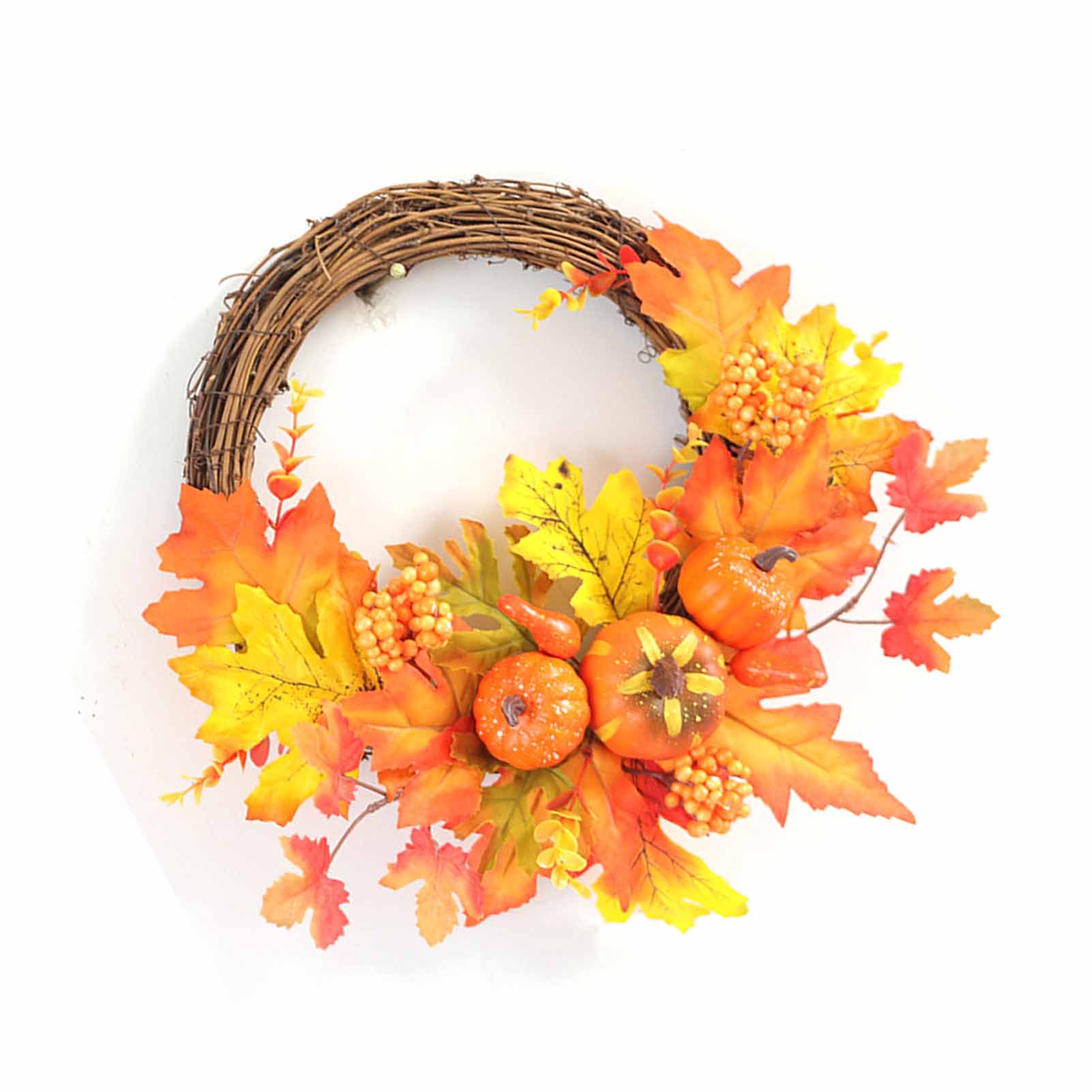 12 Inch Fall Wreath Lifelike Pumpkin Maple Leaves Harvest Wreath Autumn view 6