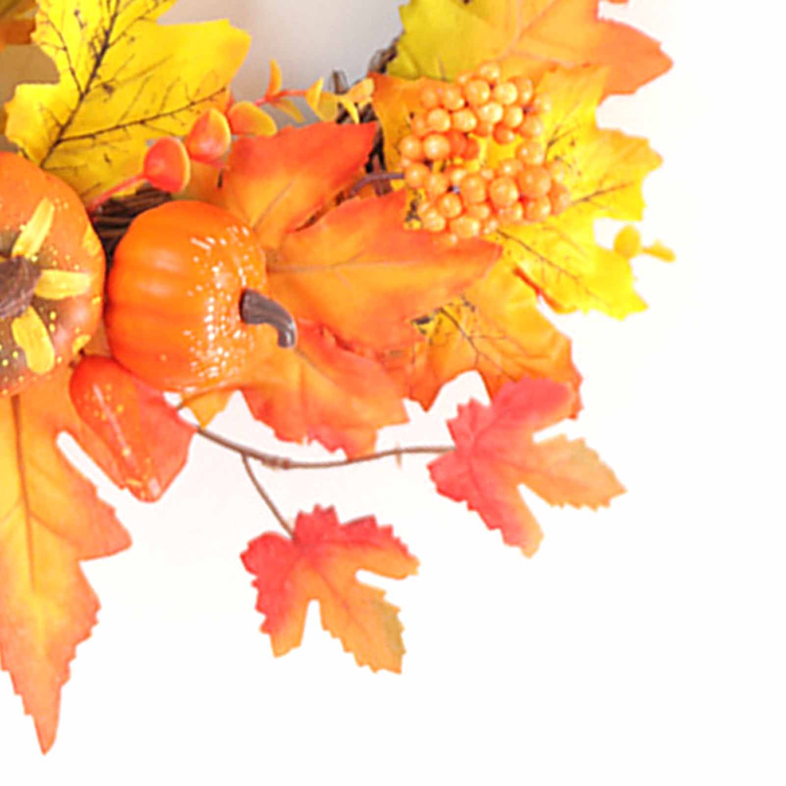 12 Inch Fall Wreath Lifelike Pumpkin Maple Leaves Harvest Wreath Autumn view 7