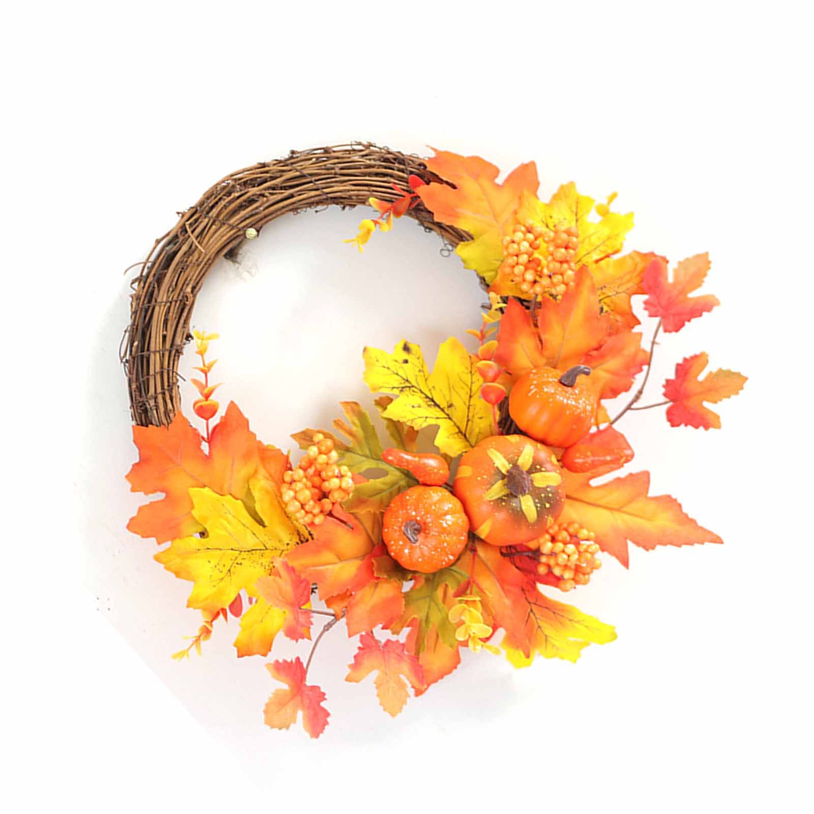 12 Inch Fall Wreath Lifelike Pumpkin Maple Leaves Harvest Wreath Autumn view 8