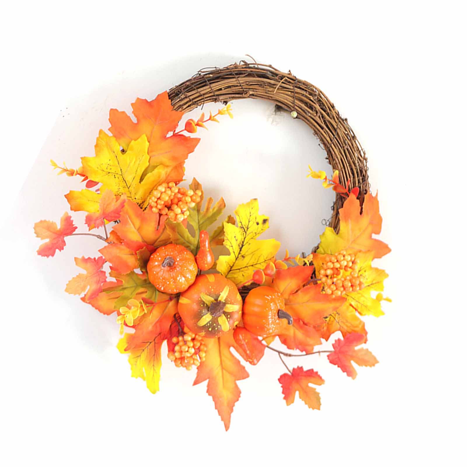 12 Inch Fall Wreath Lifelike Pumpkin Maple Leaves Harvest Wreath Autumn view 9
