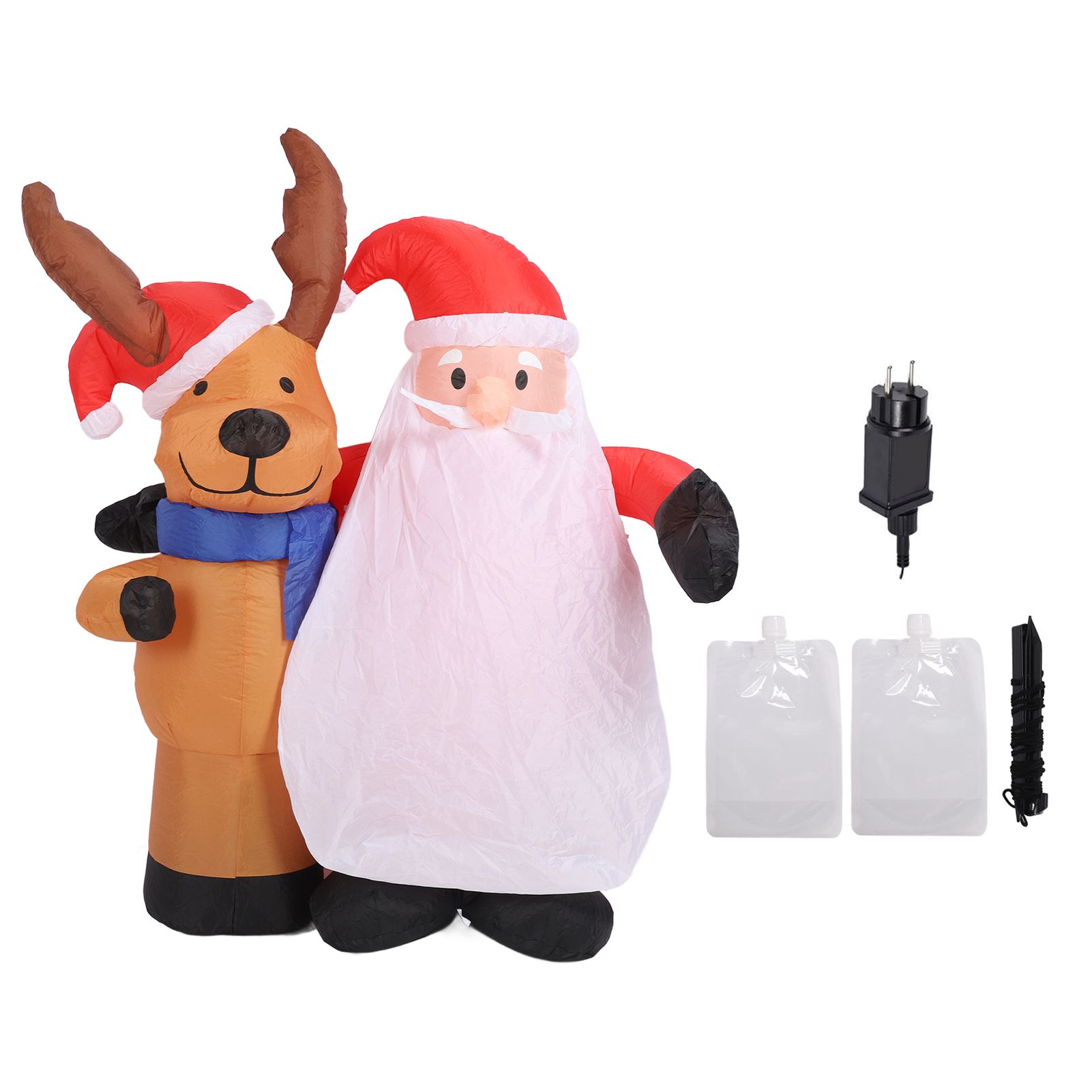 1.6m Xmas Inflatable Old Men and Deer Model Inflatable Santa and Reindeer LED view 3