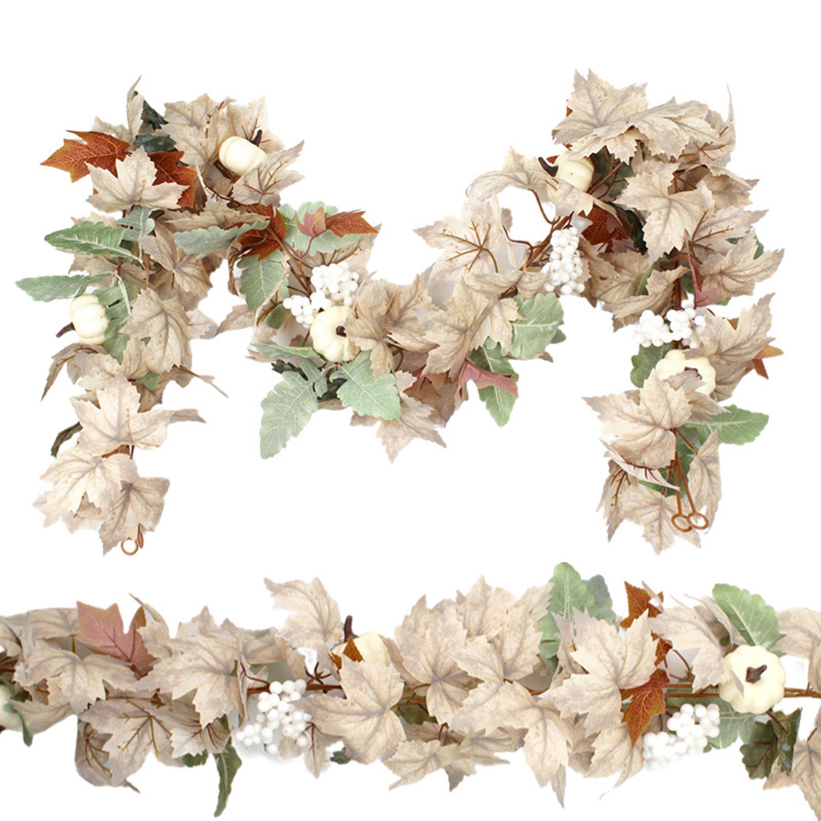 Fall Maple Leaves Pumpkin Berry Garland Hanging Vine Garland Realistic Harvest view 6
