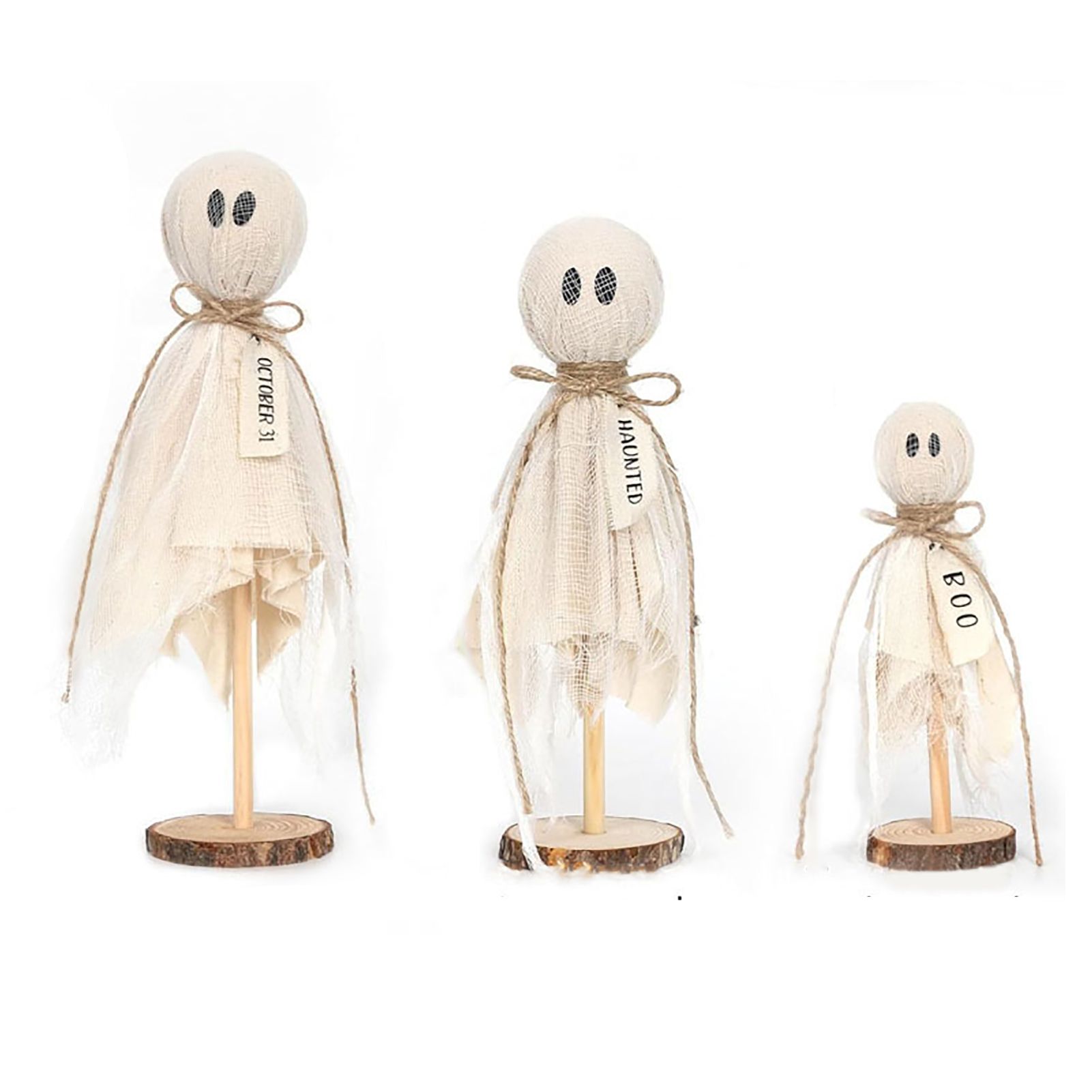 Ghost Wooden Stand Crafts Home Ambience Ornaments Spooky Wooden Decor for view 3