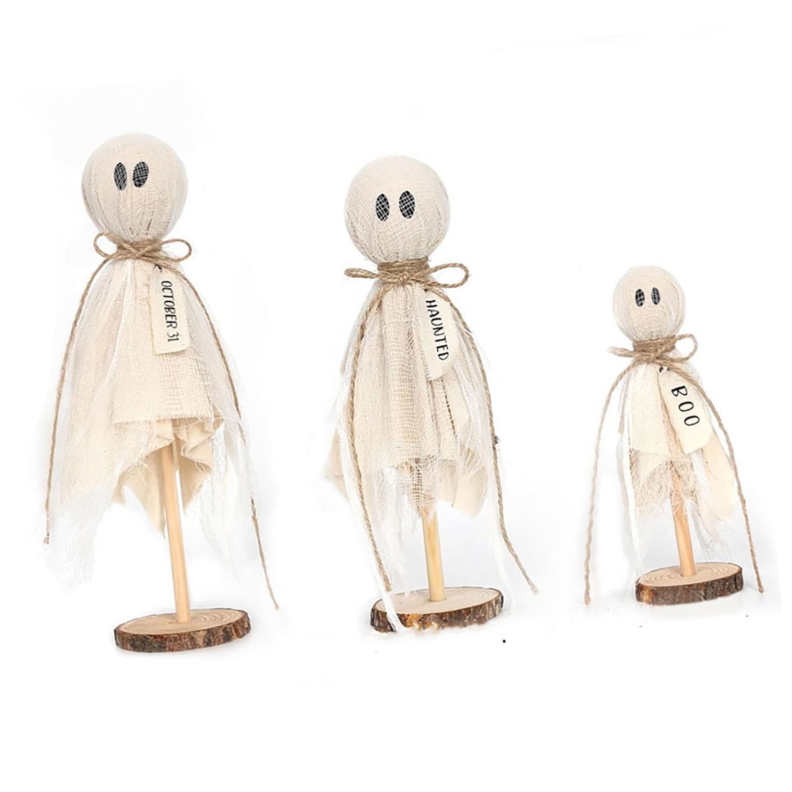 Ghost Wooden Stand Crafts Home Ambience Ornaments Spooky Wooden Decor for view 4