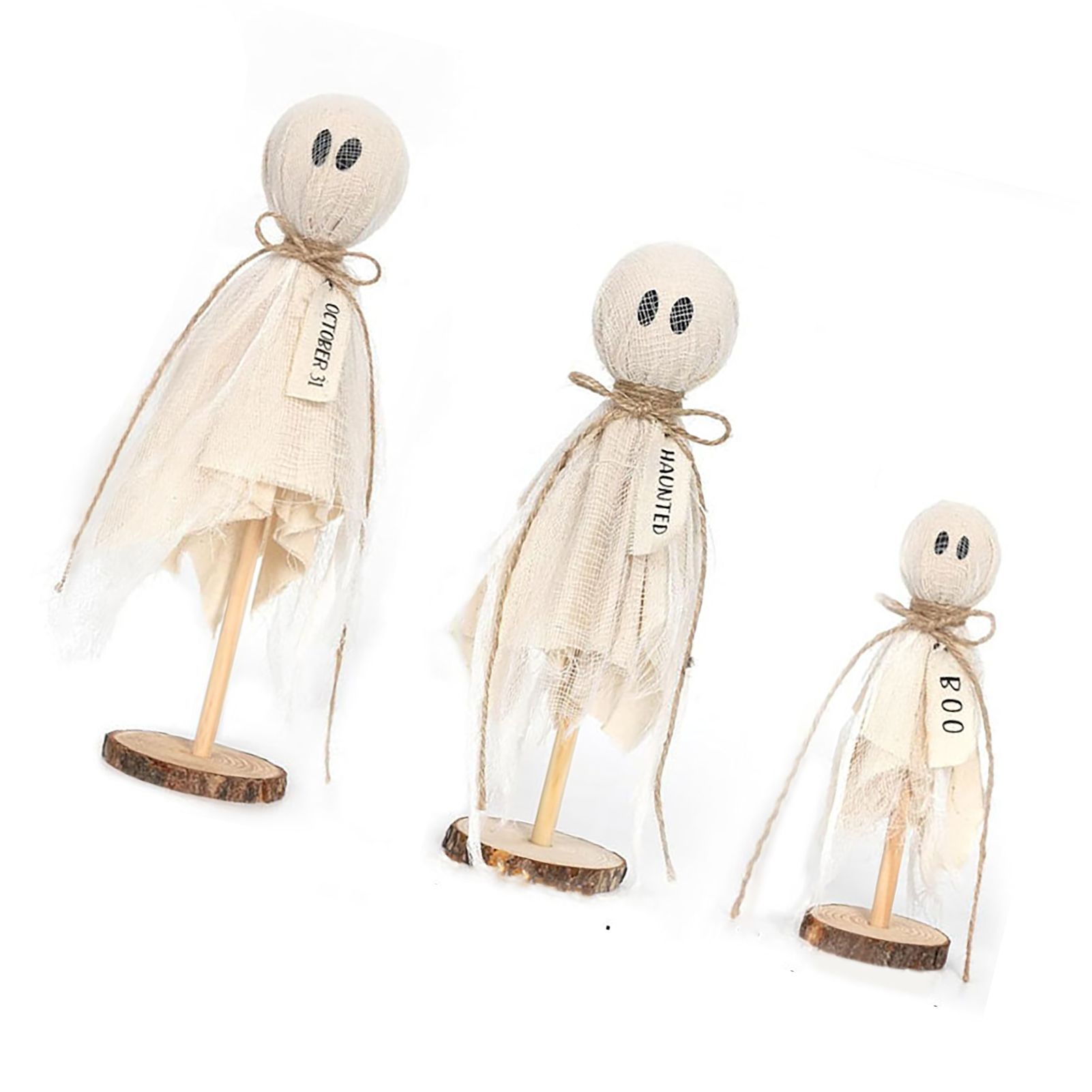 Ghost Wooden Stand Crafts Home Ambience Ornaments Spooky Wooden Decor for view 6