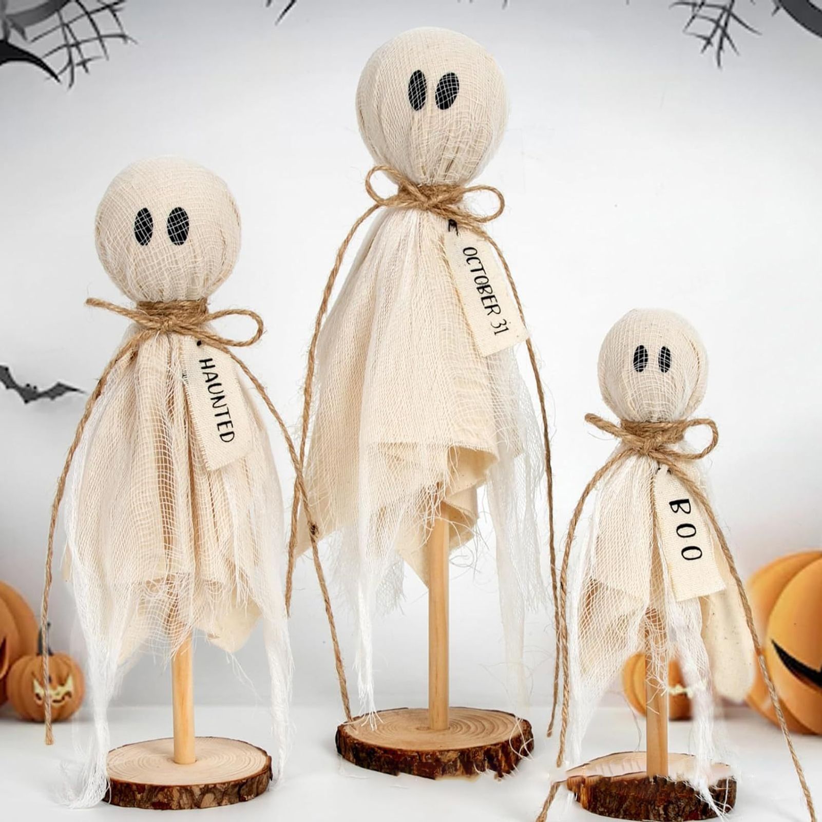 Ghost Wooden Stand Crafts Home Ambience Ornaments Spooky Wooden Decor for view 8
