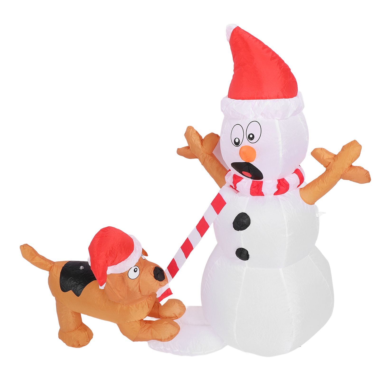3.6ft Inflatable Snowman with Bite Dog White LED Lights Garden Yard view 8