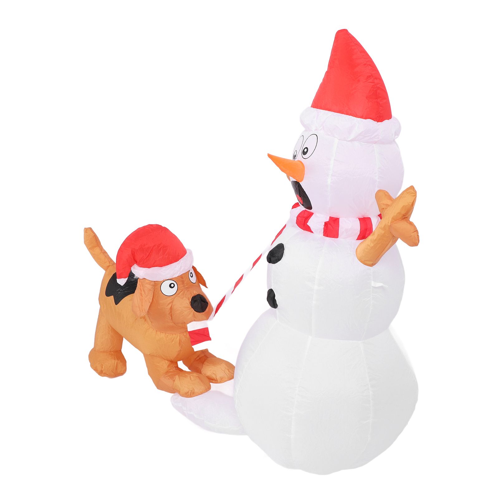 3.6ft Inflatable Snowman with Bite Dog White LED Lights Garden Yard — image 1