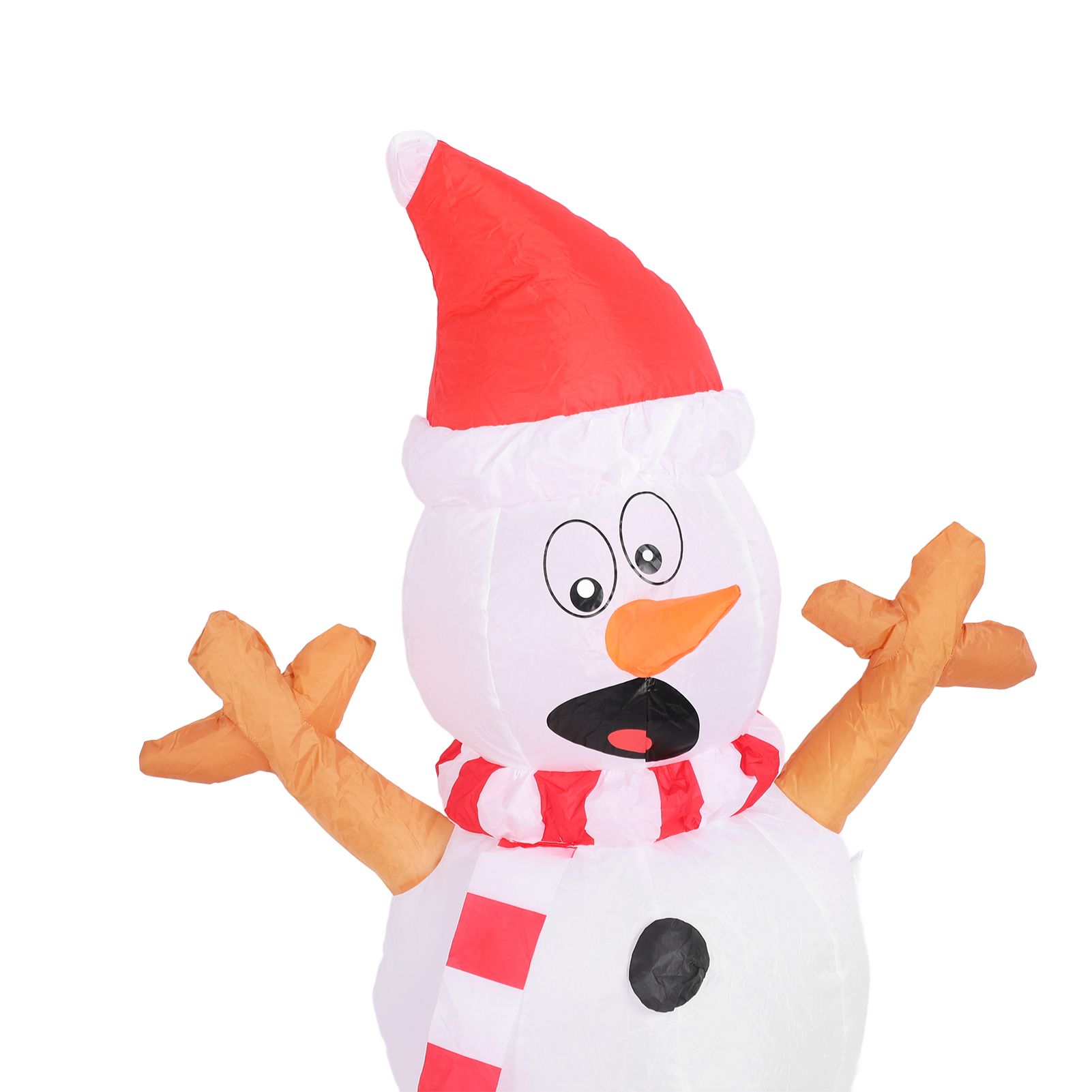 3.6ft Inflatable Snowman with Bite Dog White LED Lights Garden Yard view 2