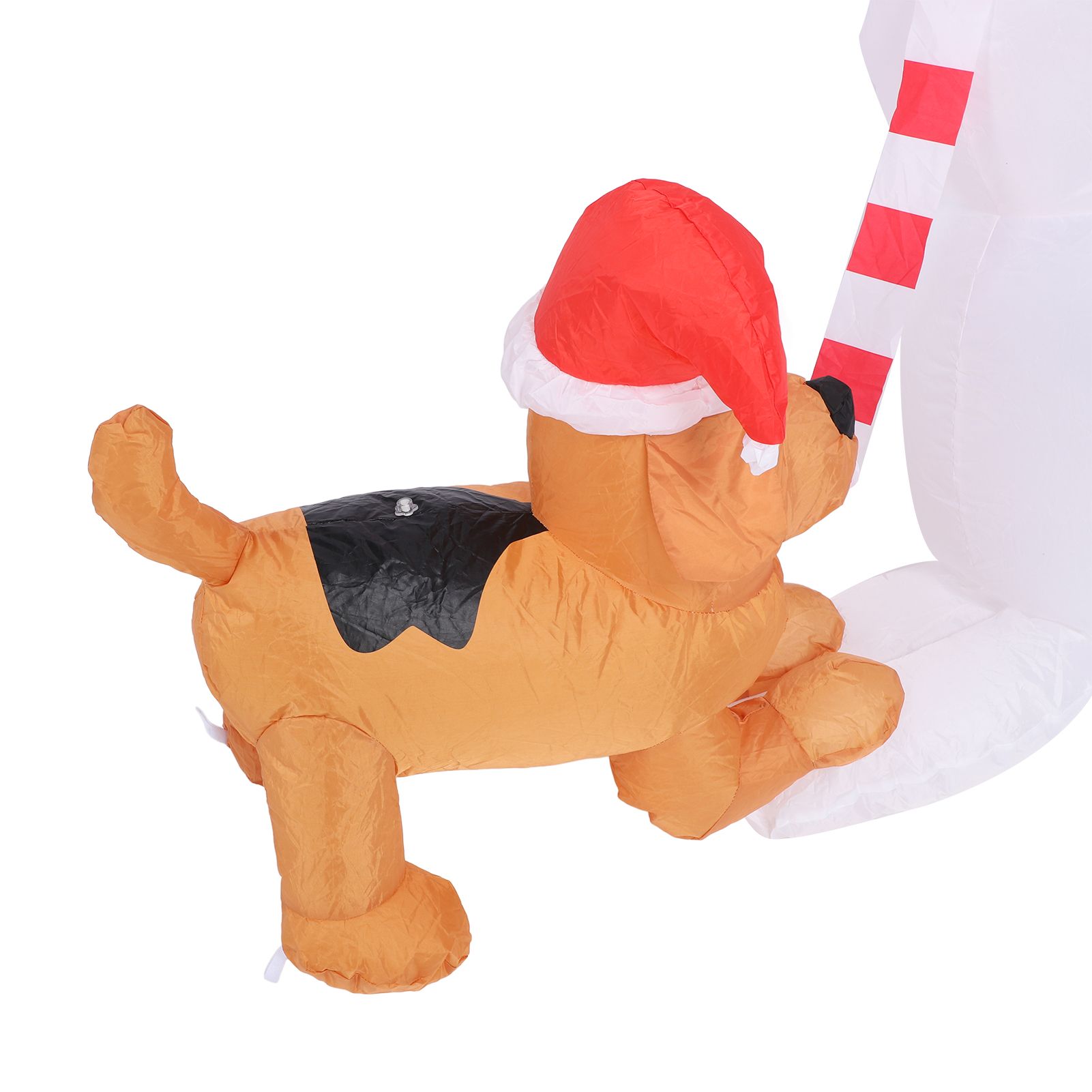 3.6ft Inflatable Snowman with Bite Dog White LED Lights Garden Yard view 5