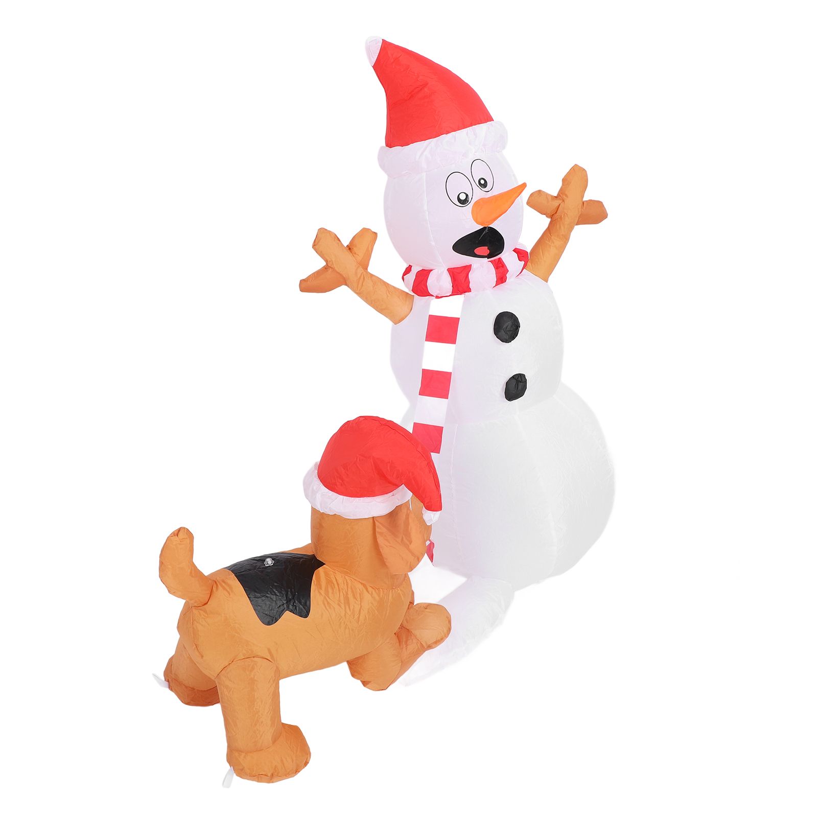 3.6ft Inflatable Snowman with Bite Dog White LED Lights Garden Yard view 9
