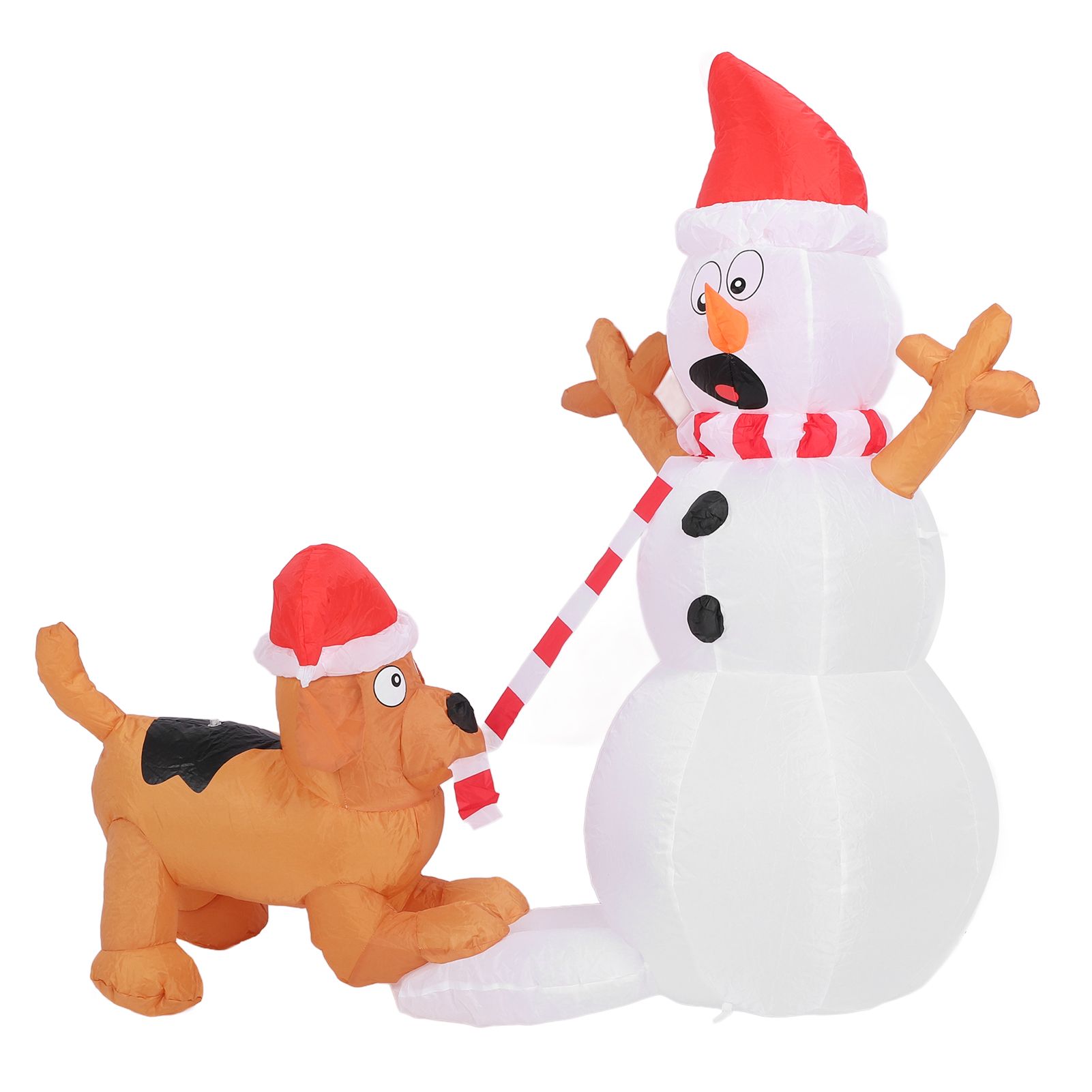 3.6ft Inflatable Snowman with Bite Dog White LED Lights Garden Yard view 11